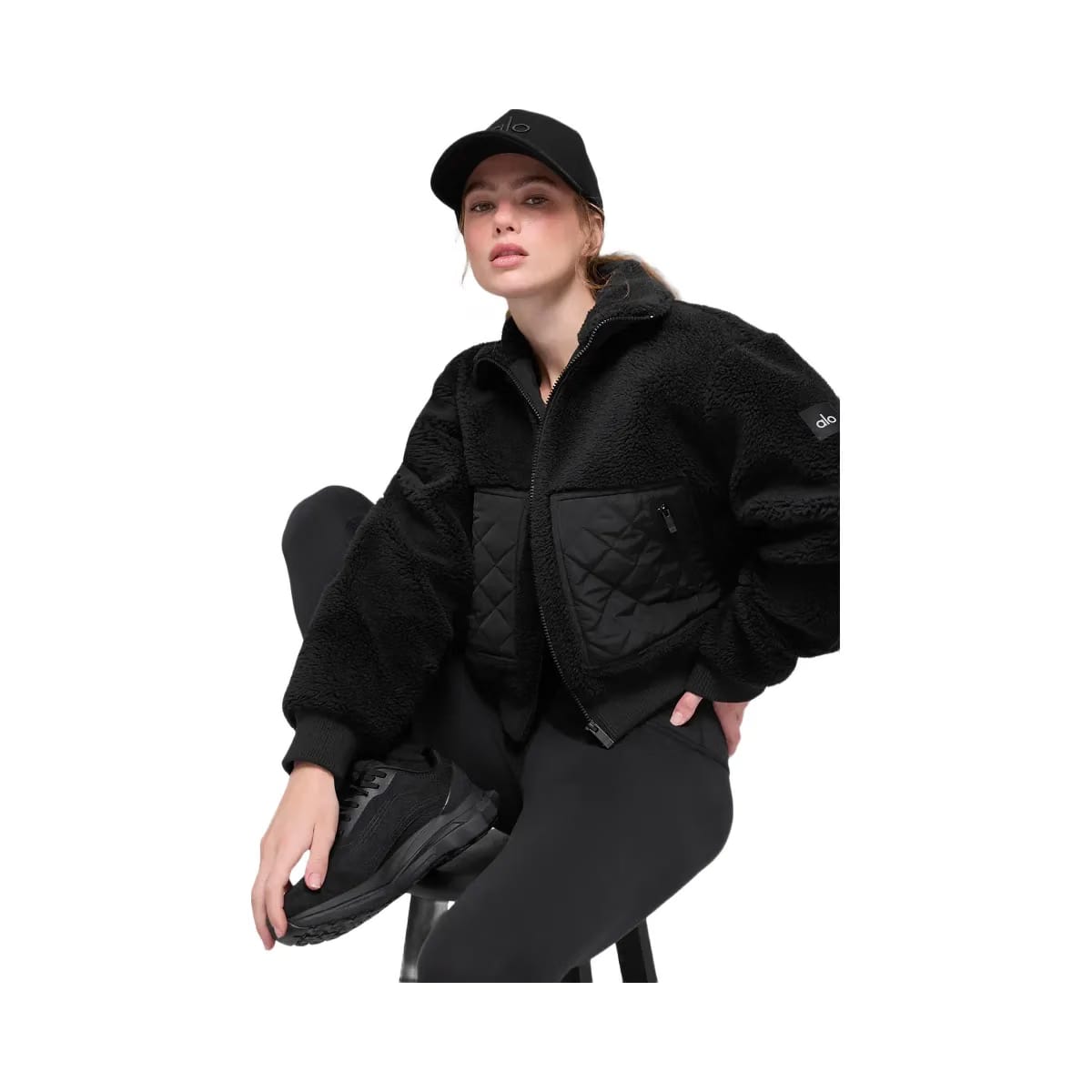 Alo Women's Sherpa Edge Bomber - Black