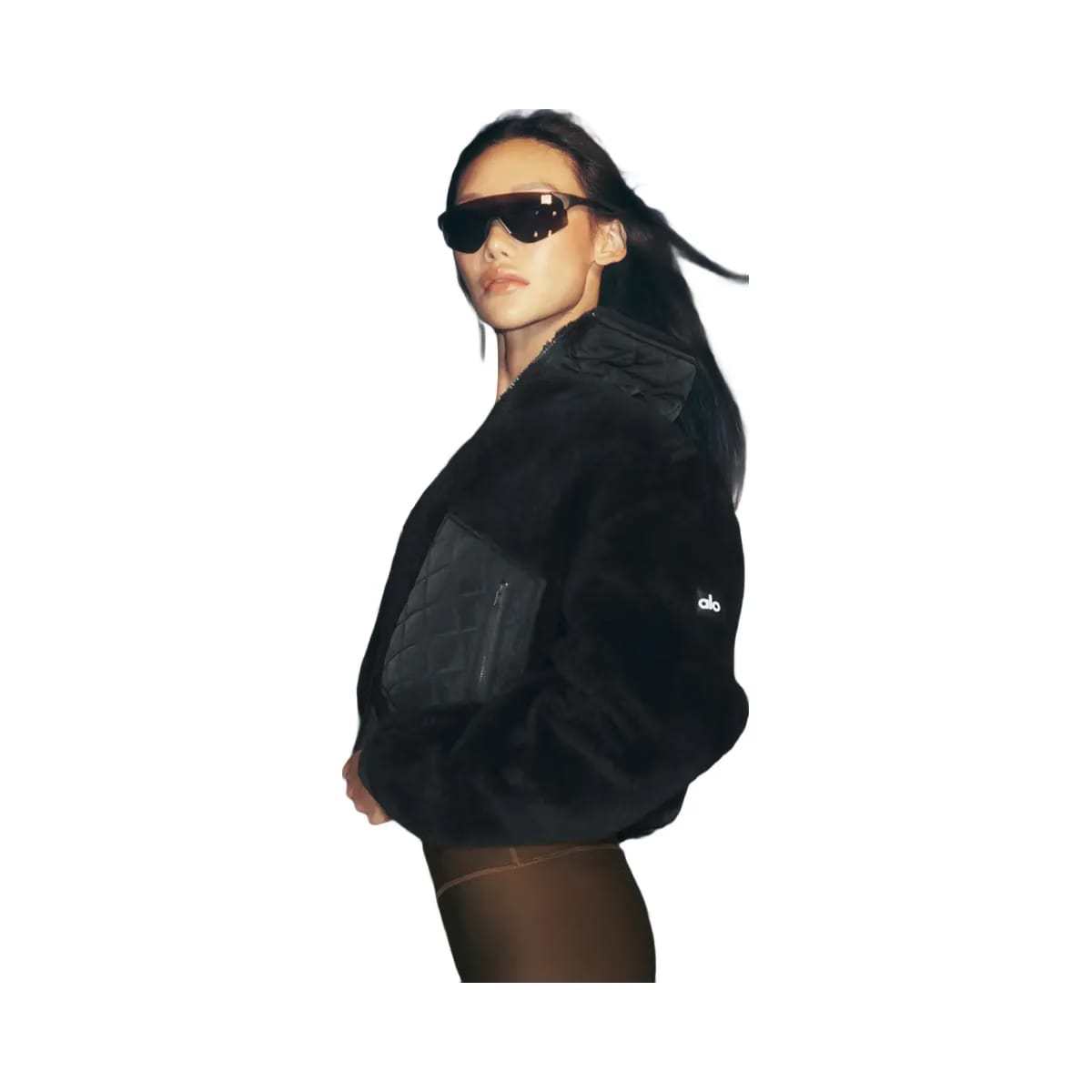 Alo Women's Sherpa Edge Bomber - Black