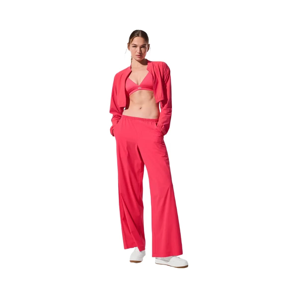 Alo Women's Cropped Breezy Full-Zip Cover Up - Candy Red