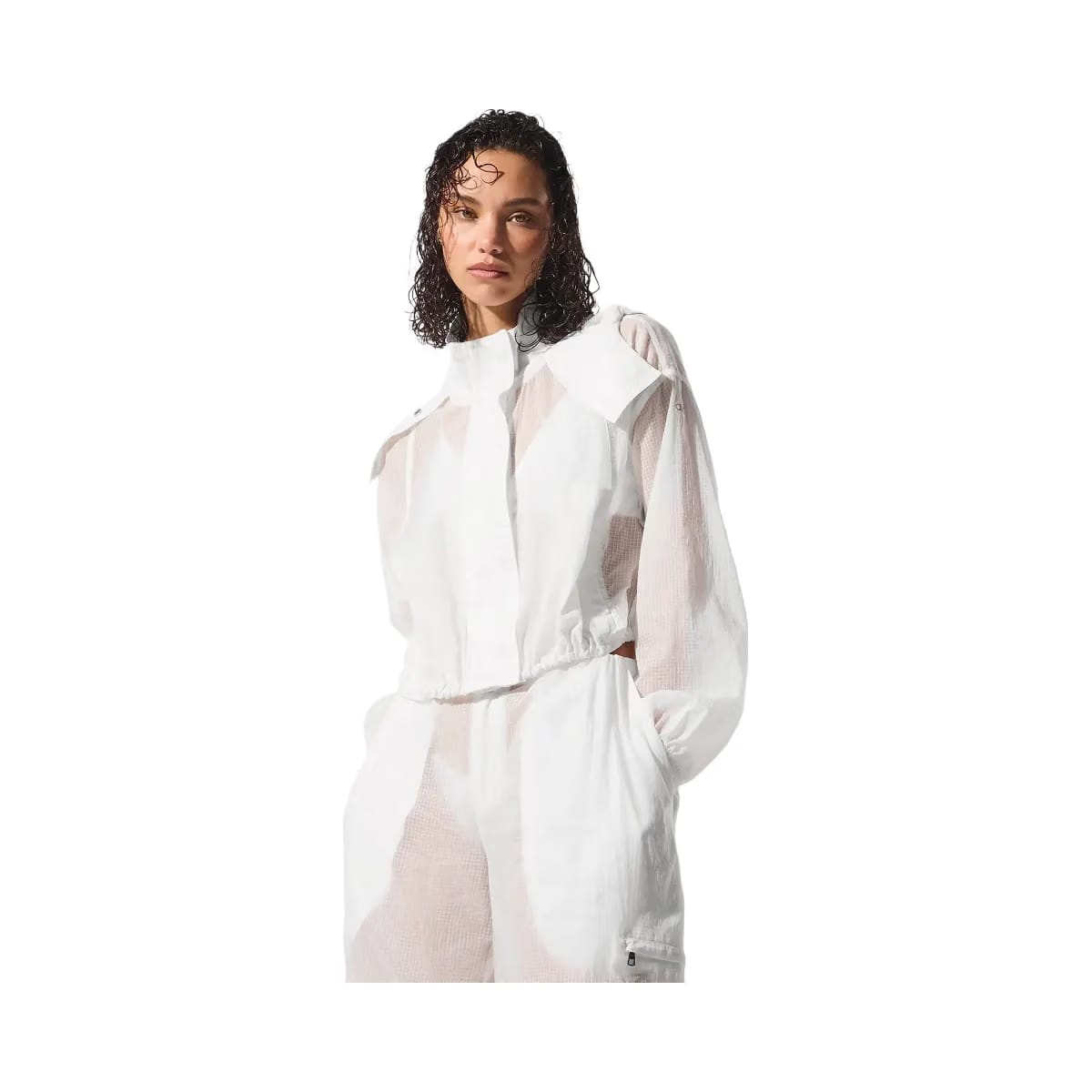 Alo Women's Cropped Game Time Full Zip Jacket - White
