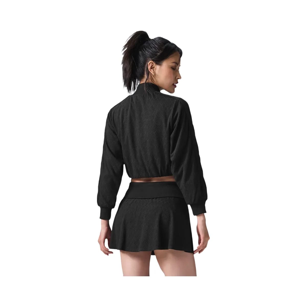Alo Women's Cropped Doubles Only Full Zip Jacket - Black