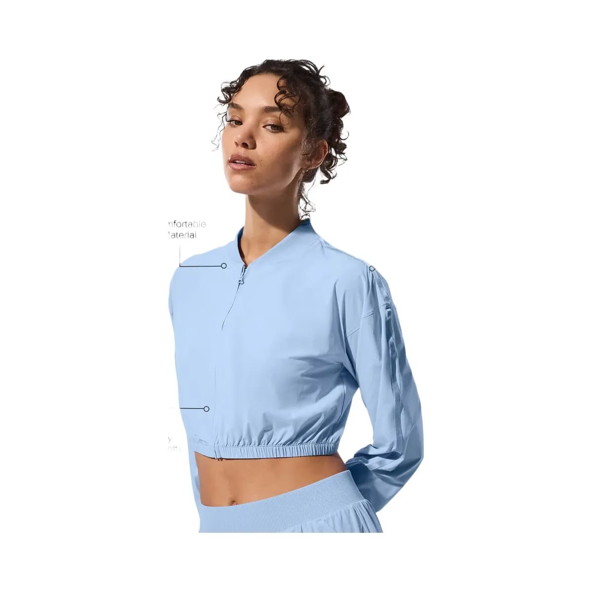 Alo Women's Cropped Breezy Full-Zip Cover Up - Seashell Blue