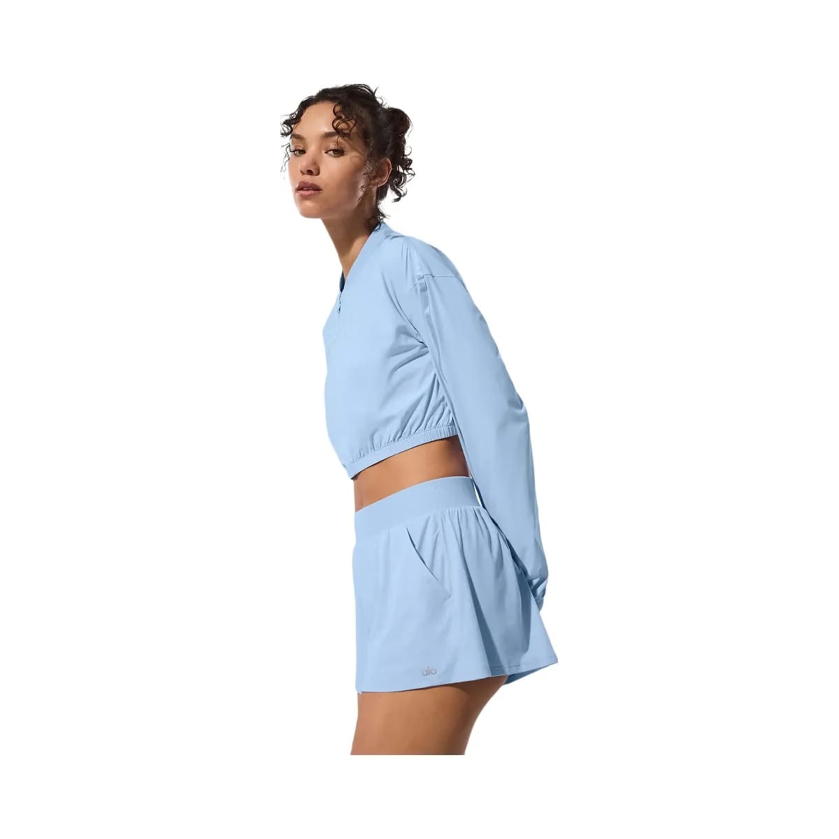 Alo Women's Cropped Breezy Full-Zip Cover Up - Seashell Blue
