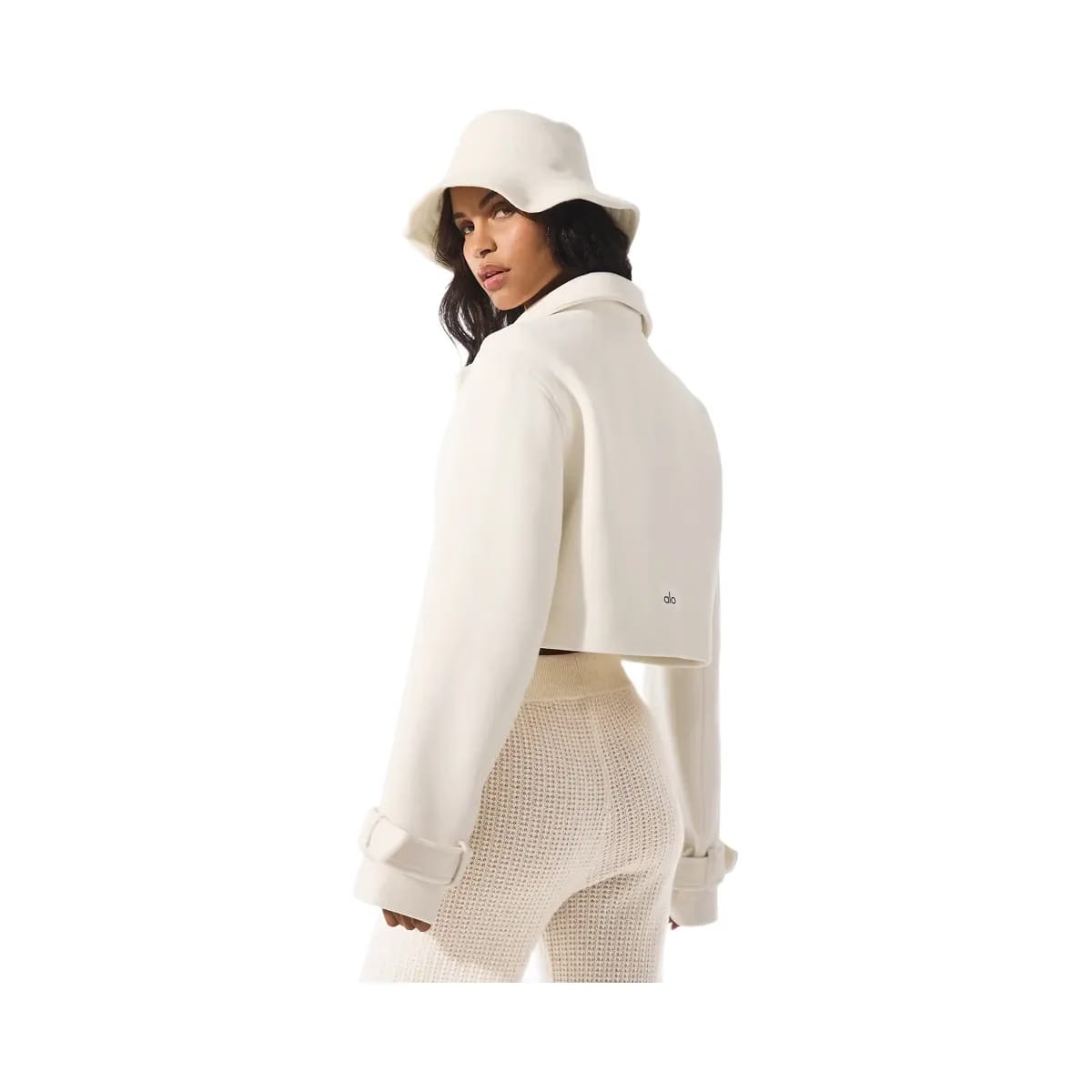 Alo Women's Wool Cropped Metro Trench - Ivory