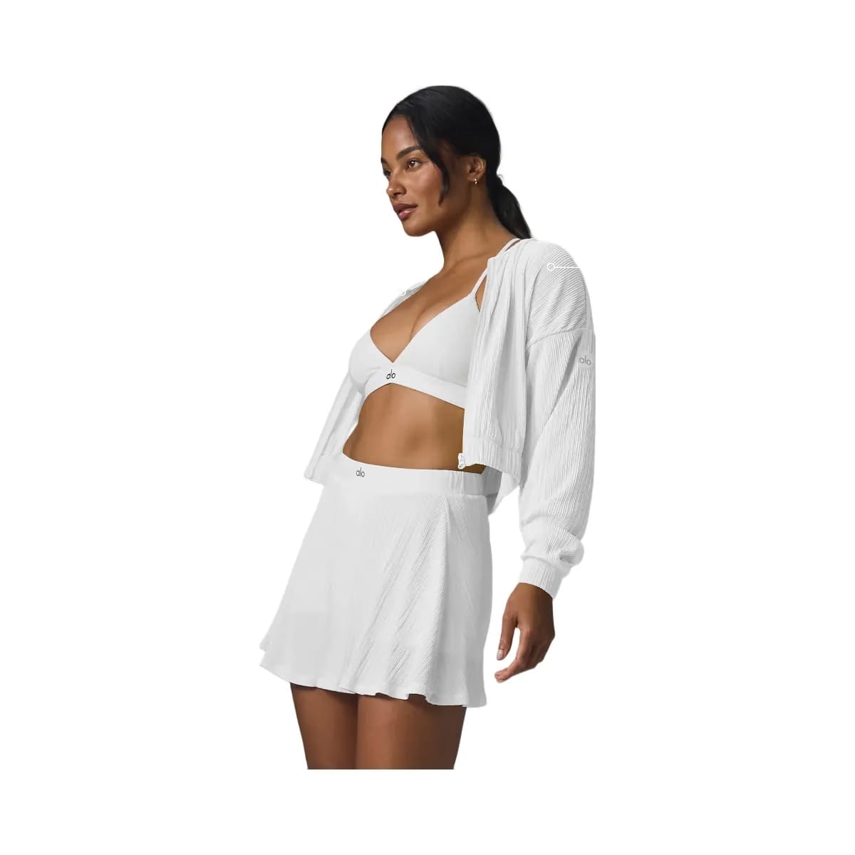 Alo Women's Cropped Micro Plisse Jacket - White