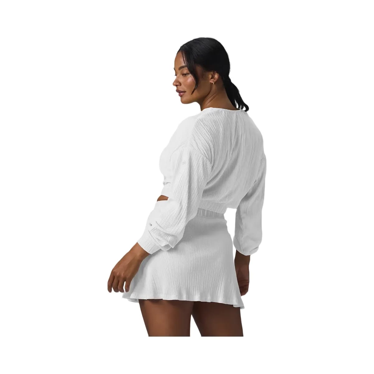 Alo Women's Cropped Micro Plisse Jacket - White