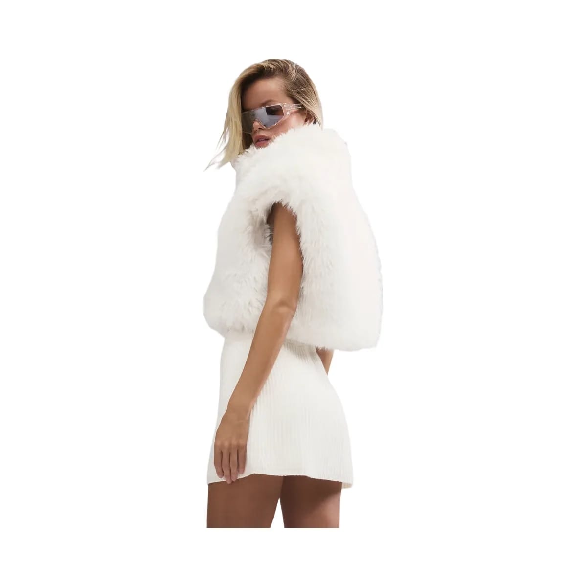 Alo Women's Opulent Faux Fur Cropped Vest - Ivory