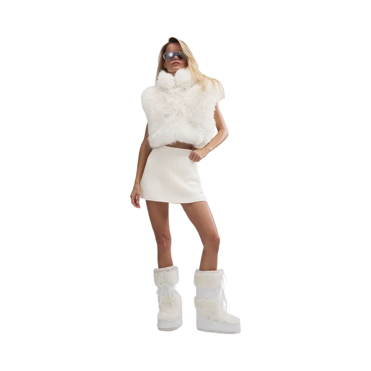 Alo Women's Opulent Faux Fur Cropped Vest - Ivory