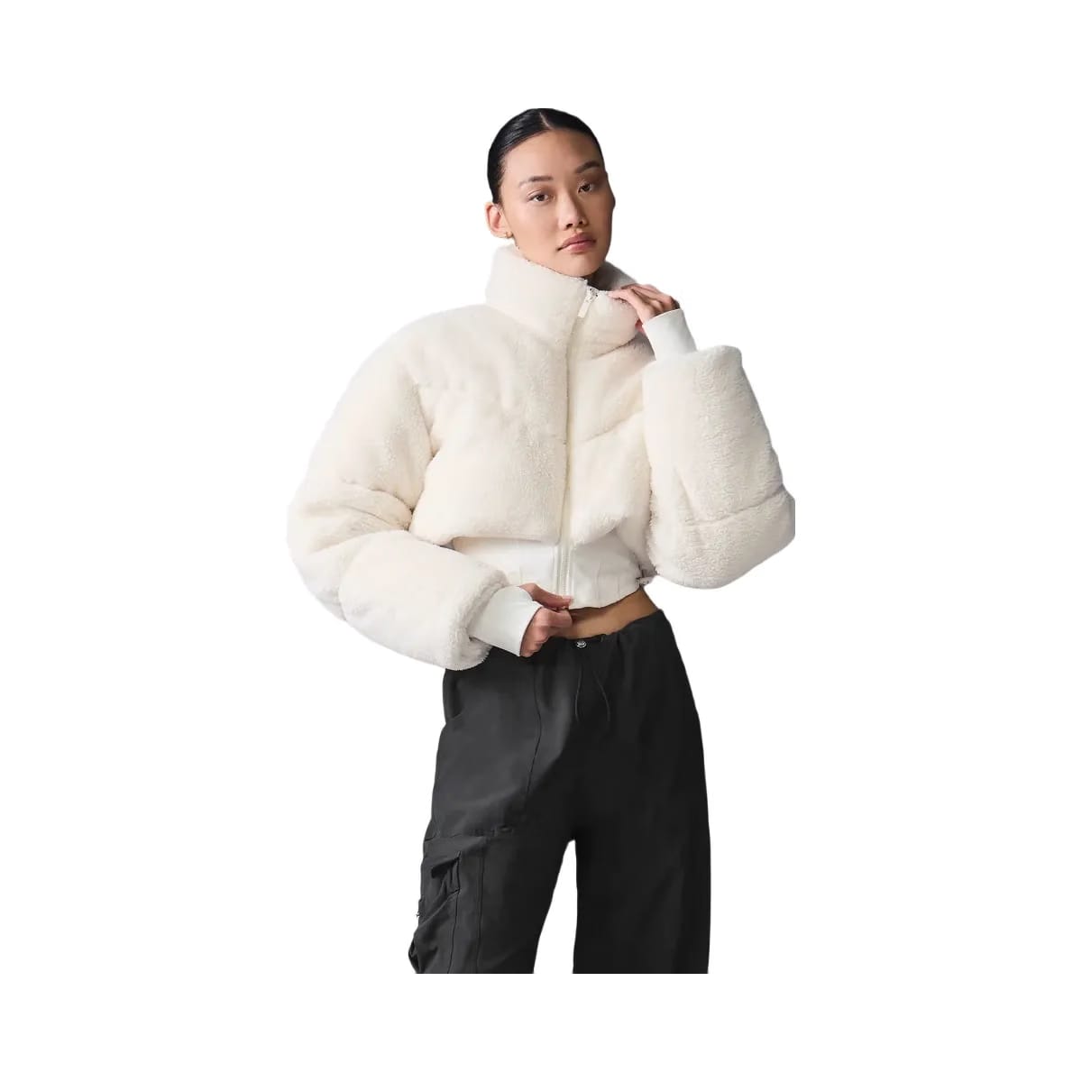 Alo Women's Sherpa Main Act Corset Puffer - Ivory