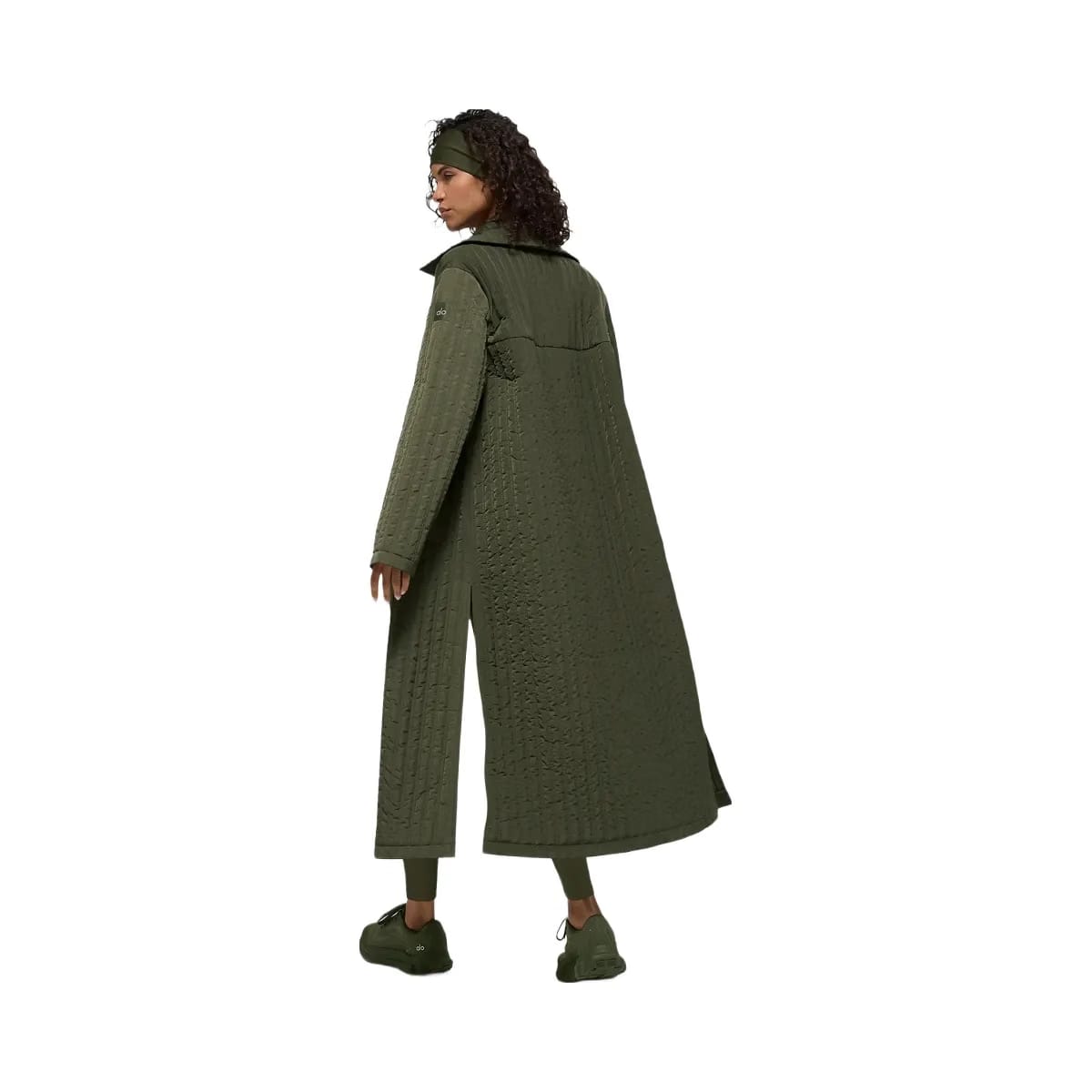 Alo Women's Quilted Skyline Long Coat - Green Olive