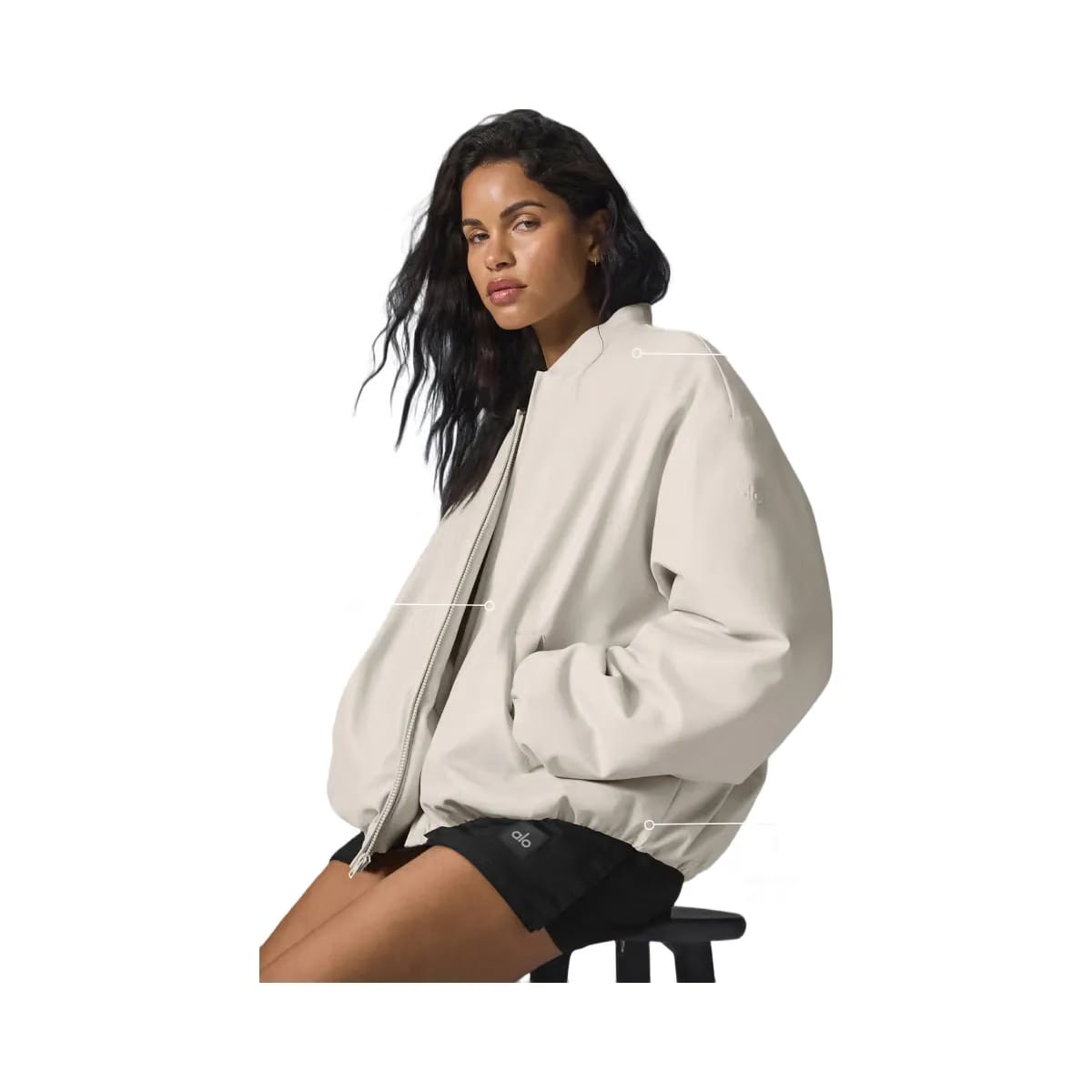Alo Women's Faux Leather Premier Bomber - Bone