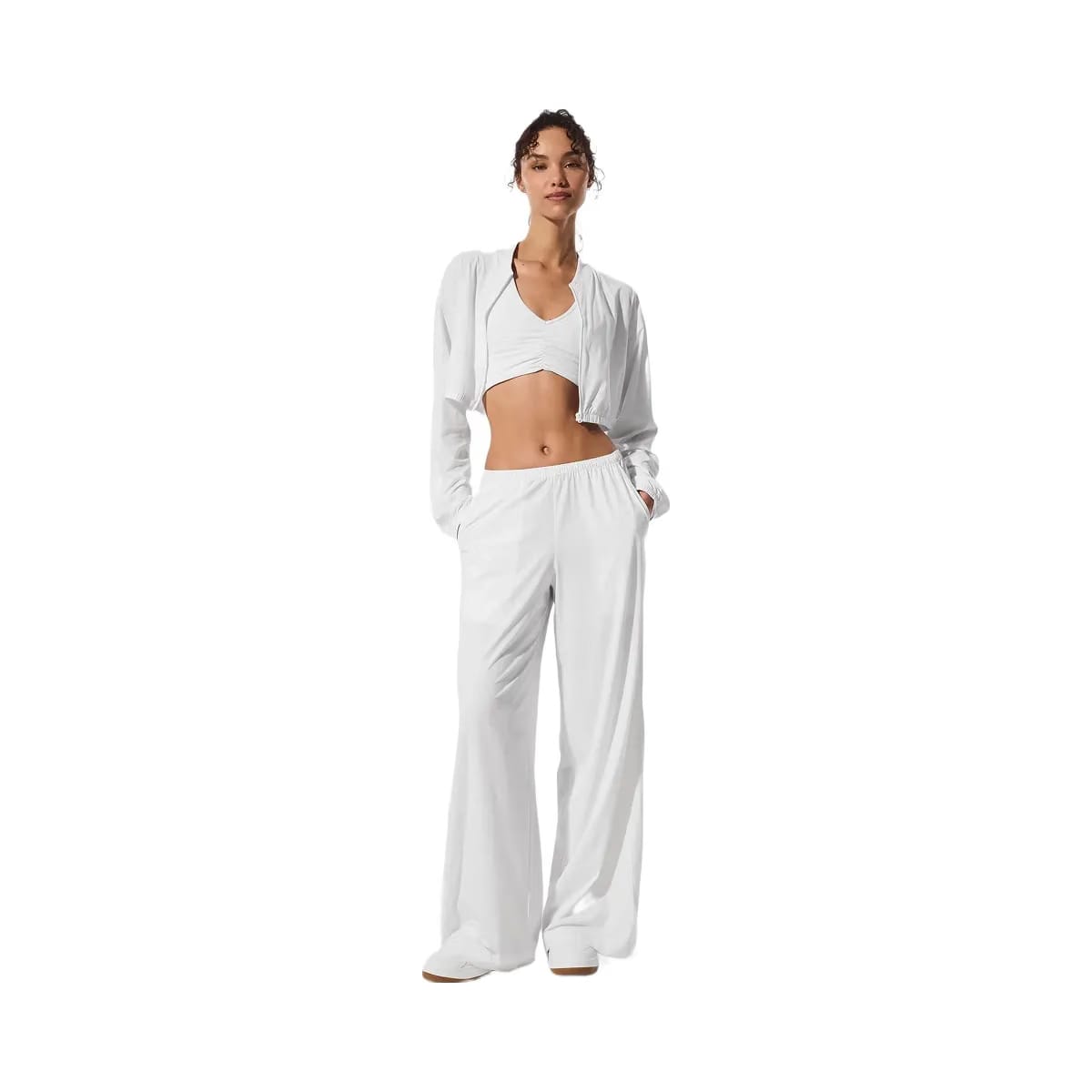 Alo Women's Cropped Breezy Full-Zip Cover Up - White