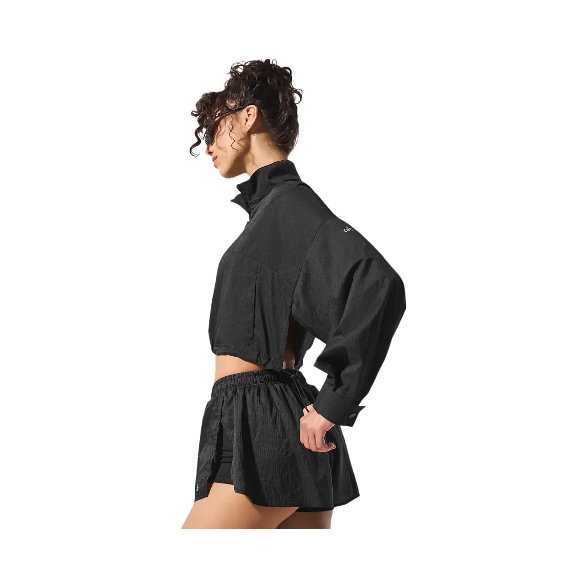 Alo Women's Cropped 1/4 Zip Aerial Pullover - Black