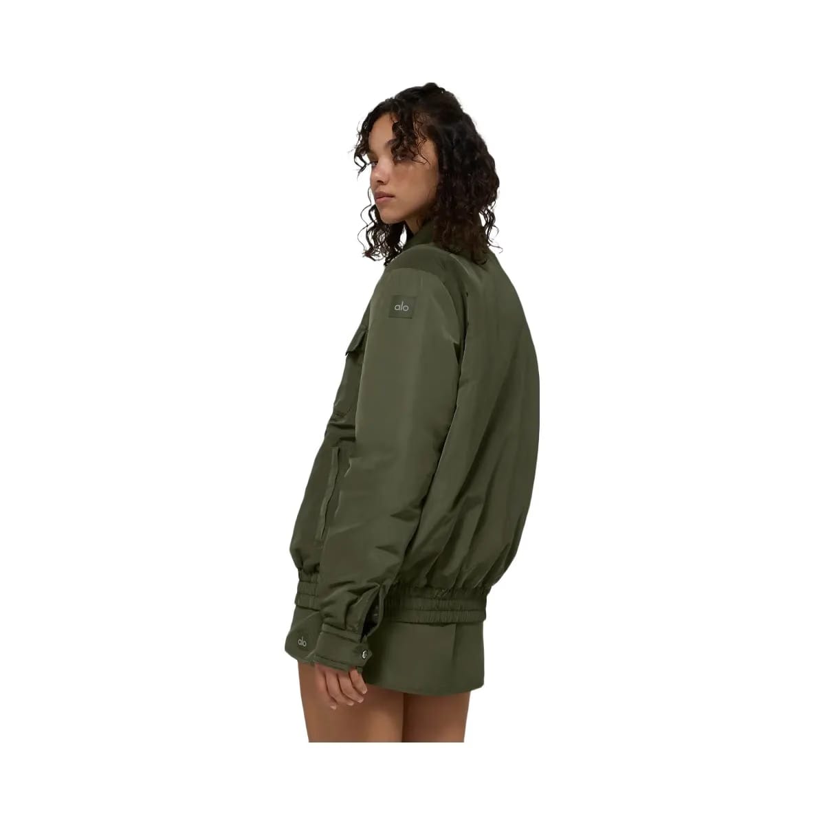 Alo Women's Work It Bomber - Green Olive