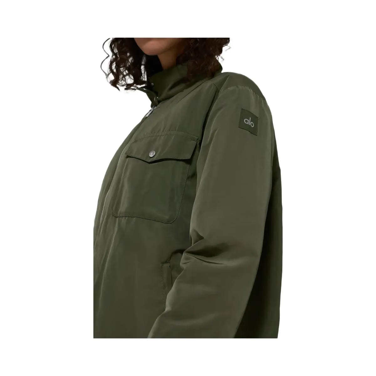 Alo Women's Work It Bomber - Green Olive