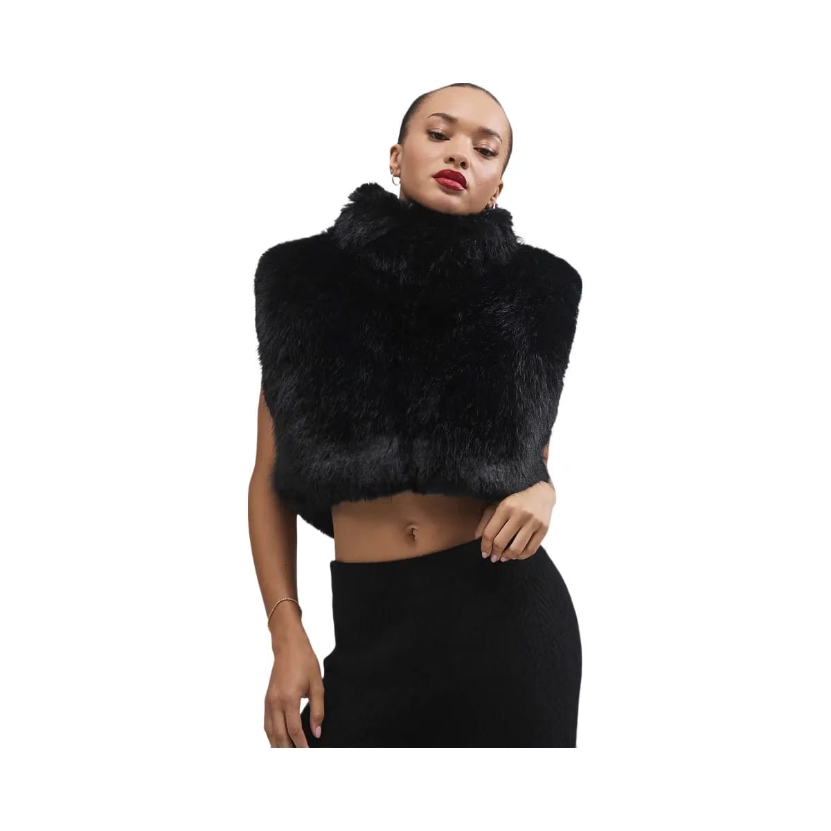 Alo Women's Opulent Faux Fur Cropped Vest - Black