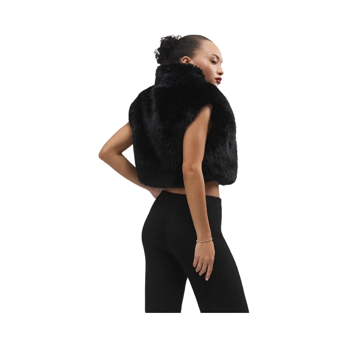 Alo Women's Opulent Faux Fur Cropped Vest - Black