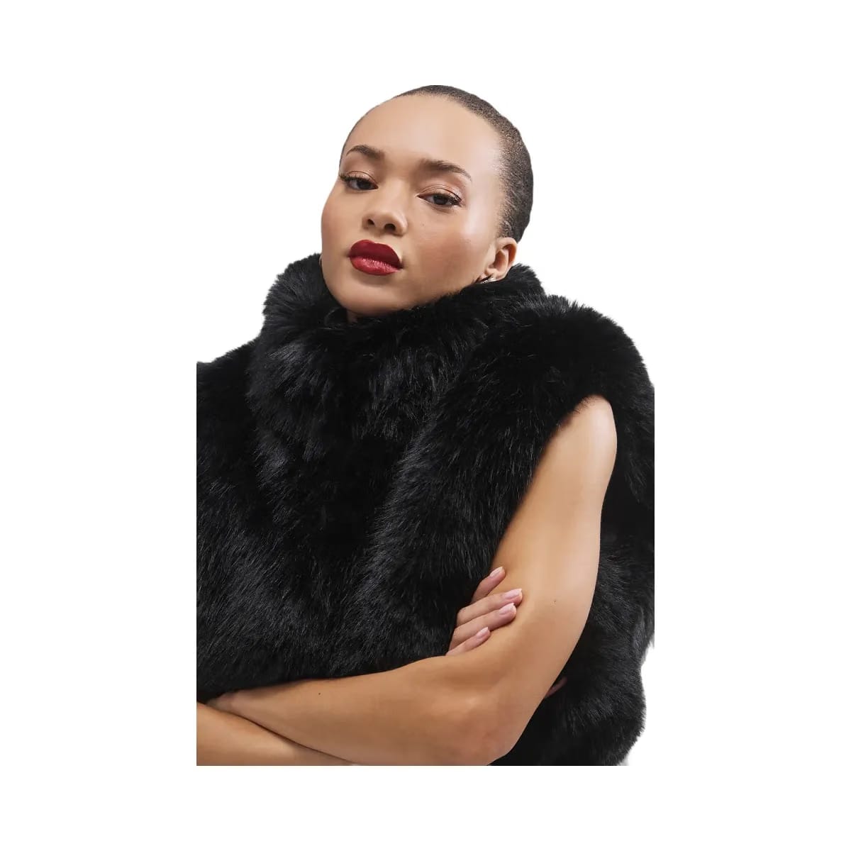 Alo Women's Opulent Faux Fur Cropped Vest - Black