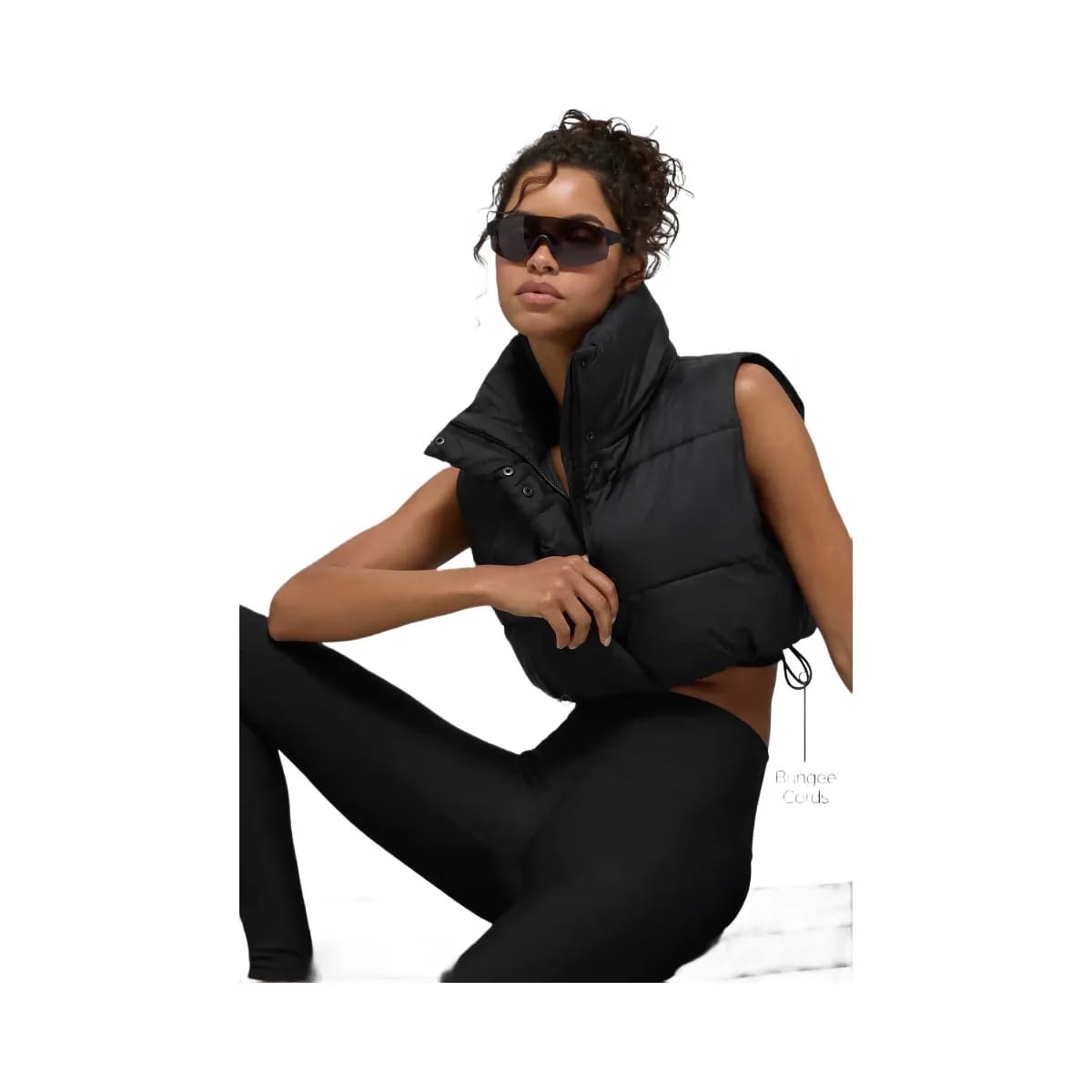 Alo Women's Cropped Gold Rush Puffer Vest - Black