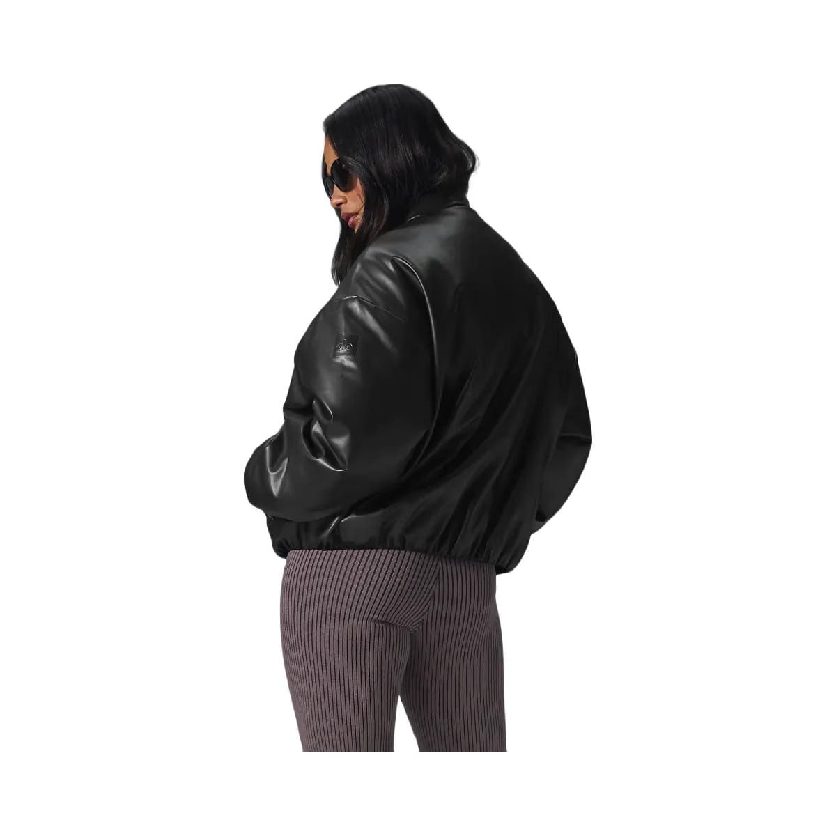 Alo Women's Faux Leather Premier Bomber - Black