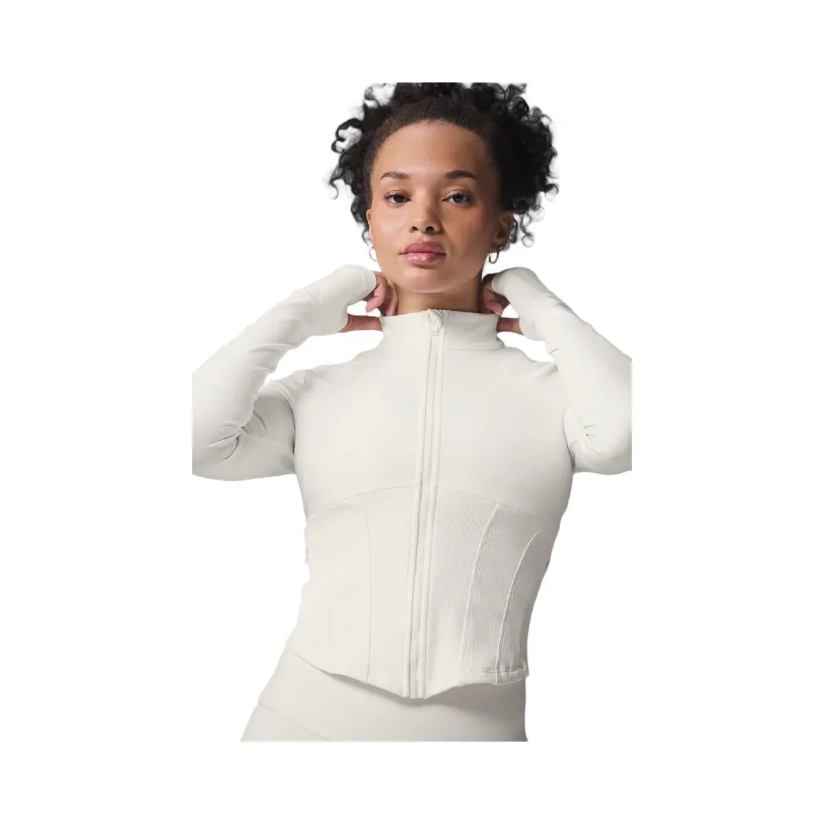 Alo Women's Airbrush Corset Full Zip Jacket - Ivory