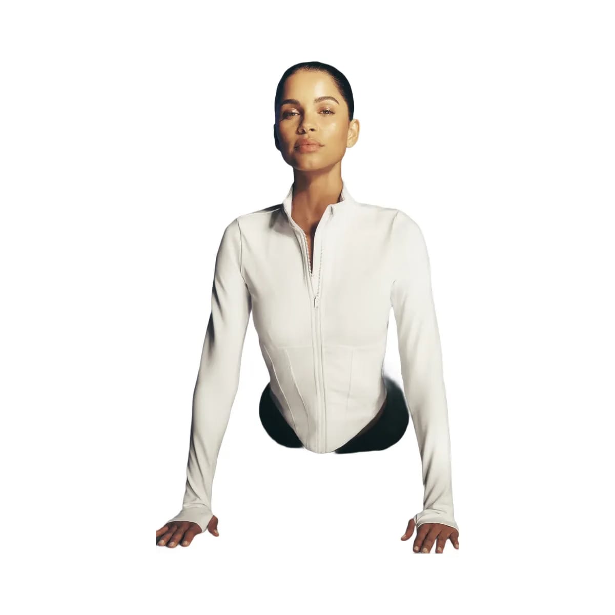 Alo Women's Airbrush Corset Full Zip Jacket - Ivory