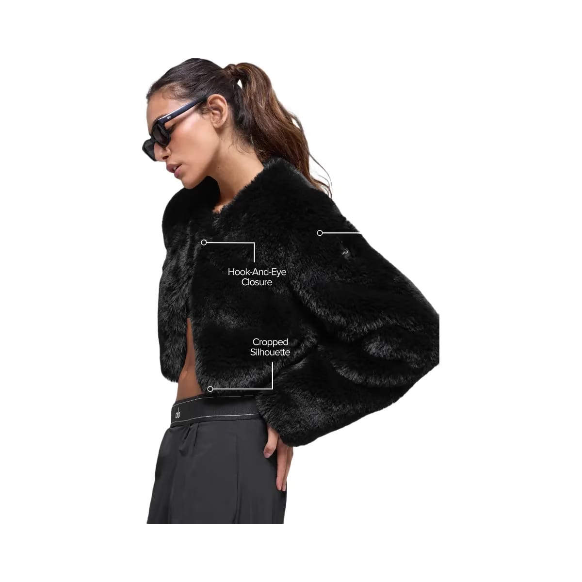 Alo Women's Faux Fur Chic Cropped Jacket - Black