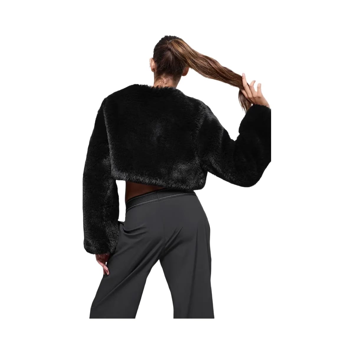 Alo Women's Faux Fur Chic Cropped Jacket - Black