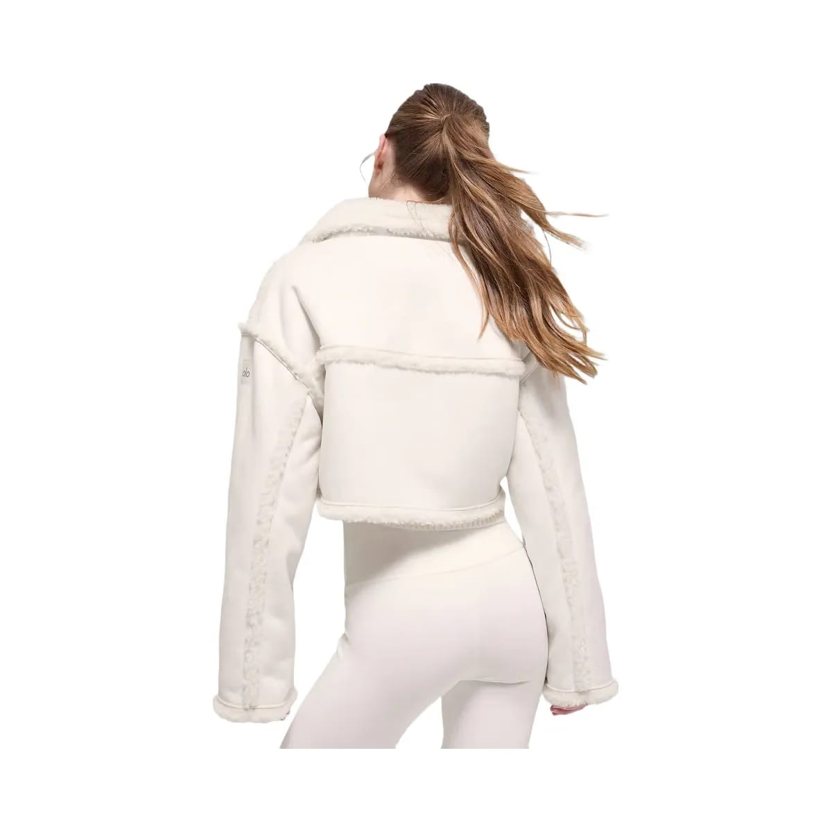 Alo Women's Faux Shearling Snowfall Cropped Jacket - Ivory