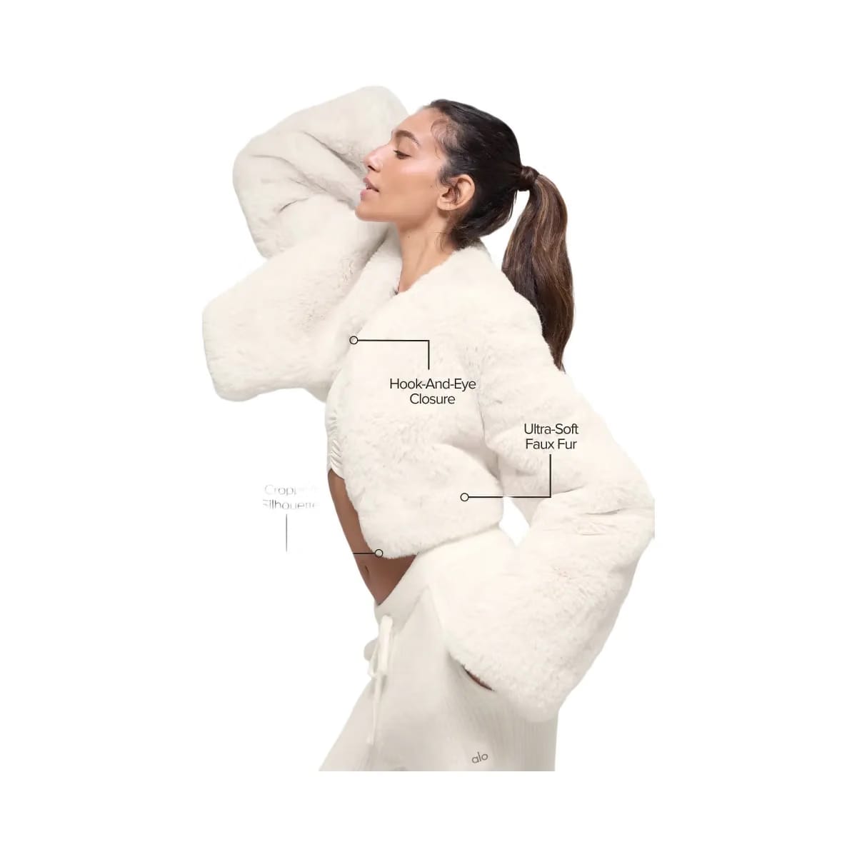 Alo Women's Faux Fur Chic Cropped Jacket - Ivory