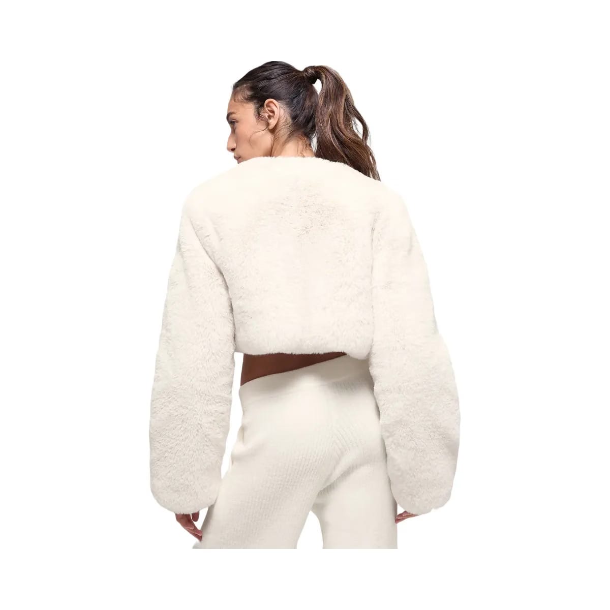 Alo Women's Faux Fur Chic Cropped Jacket - Ivory