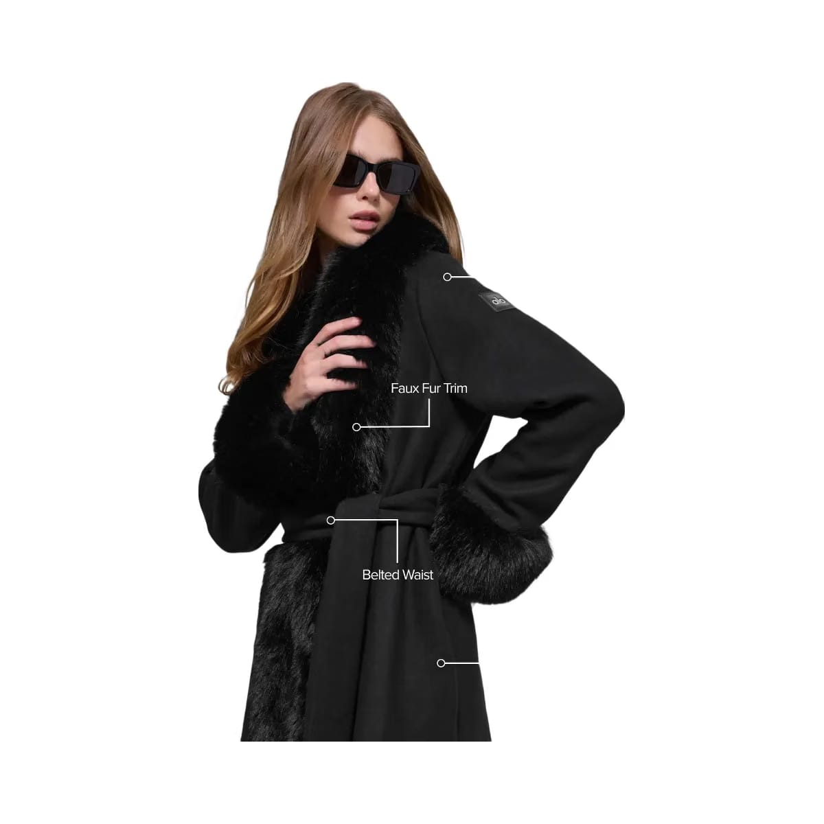 Alo Women's Faux Fur Trimmed Longline Coat - Black