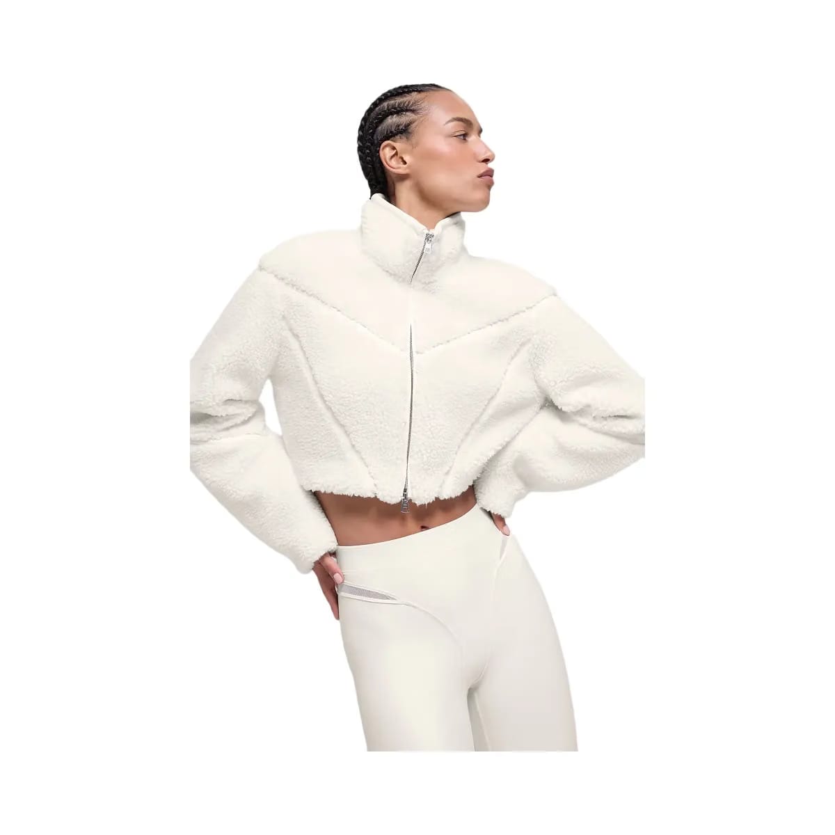 Alo Women's Sherpa Cropped Slope Side Jacket - Ivory