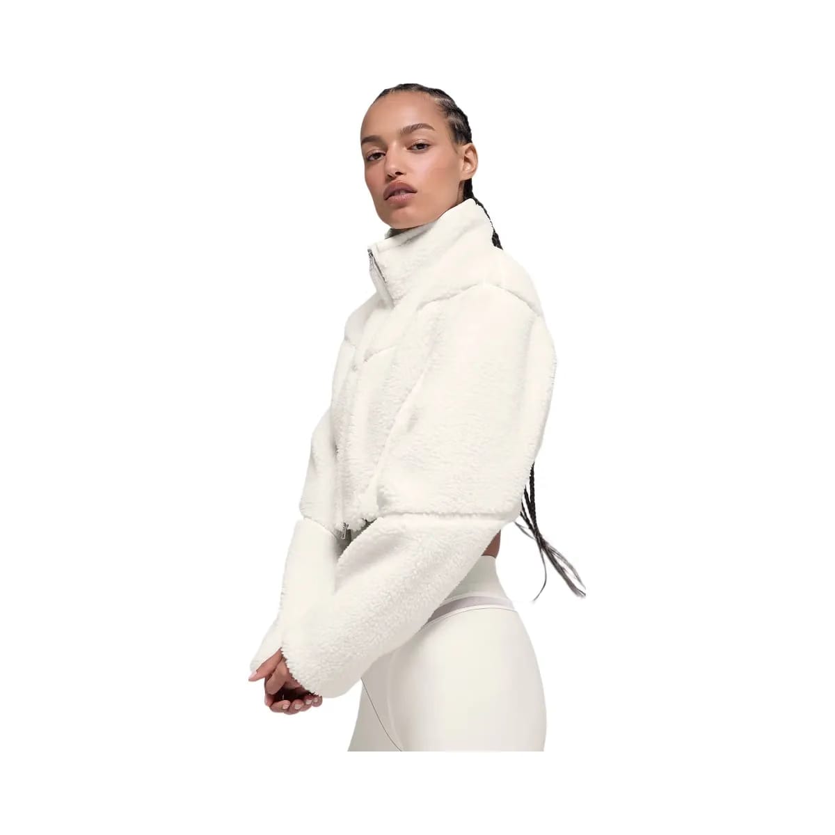 Alo Women's Sherpa Cropped Slope Side Jacket - Ivory