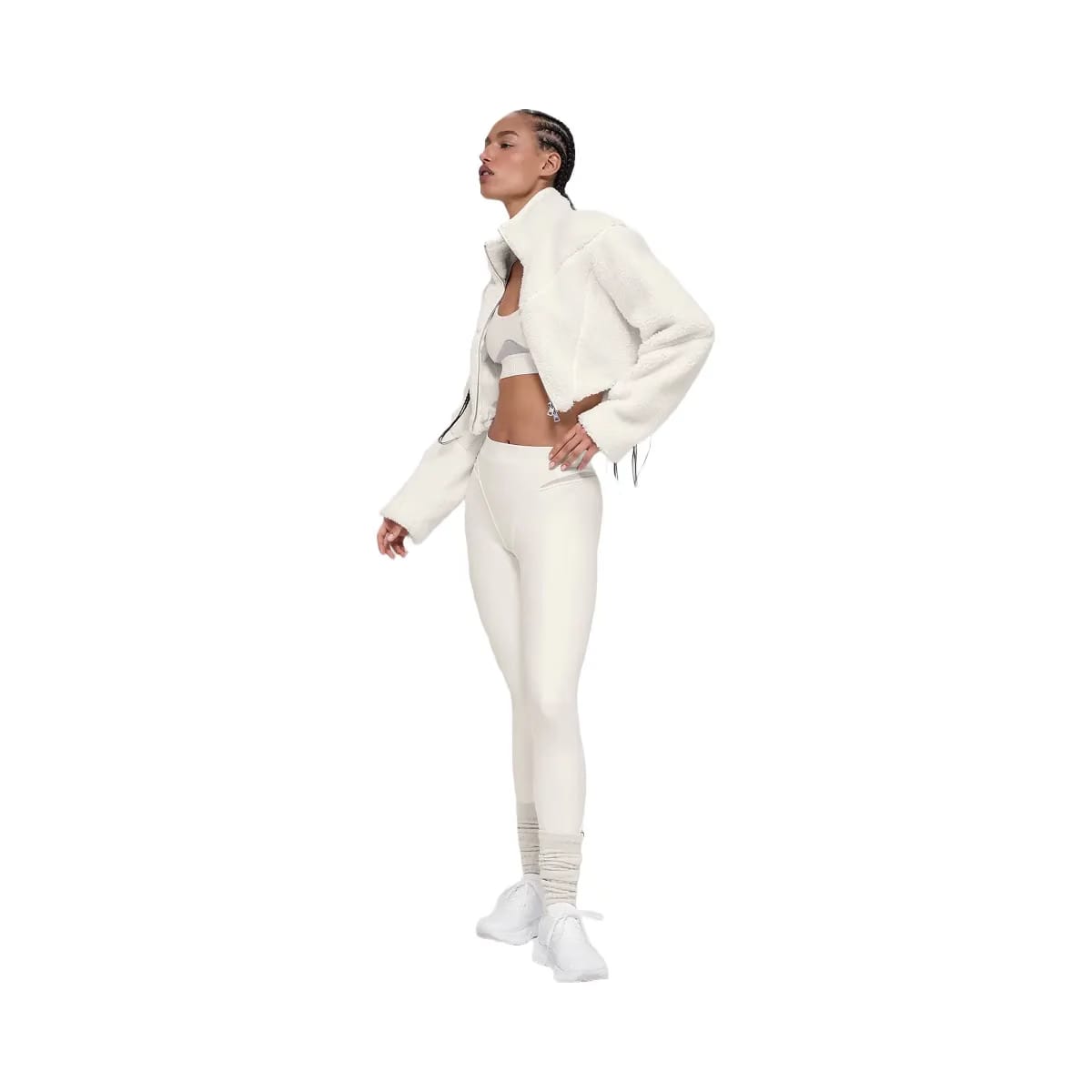 Alo Women's Sherpa Cropped Slope Side Jacket - Ivory