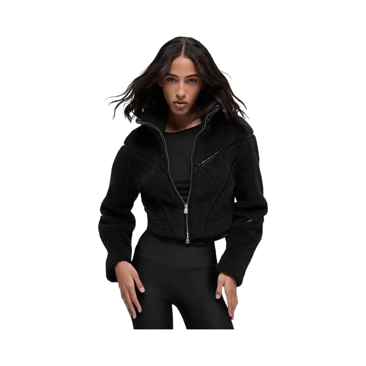 Alo Women's Sherpa Cropped Slope Side Jacket - Black