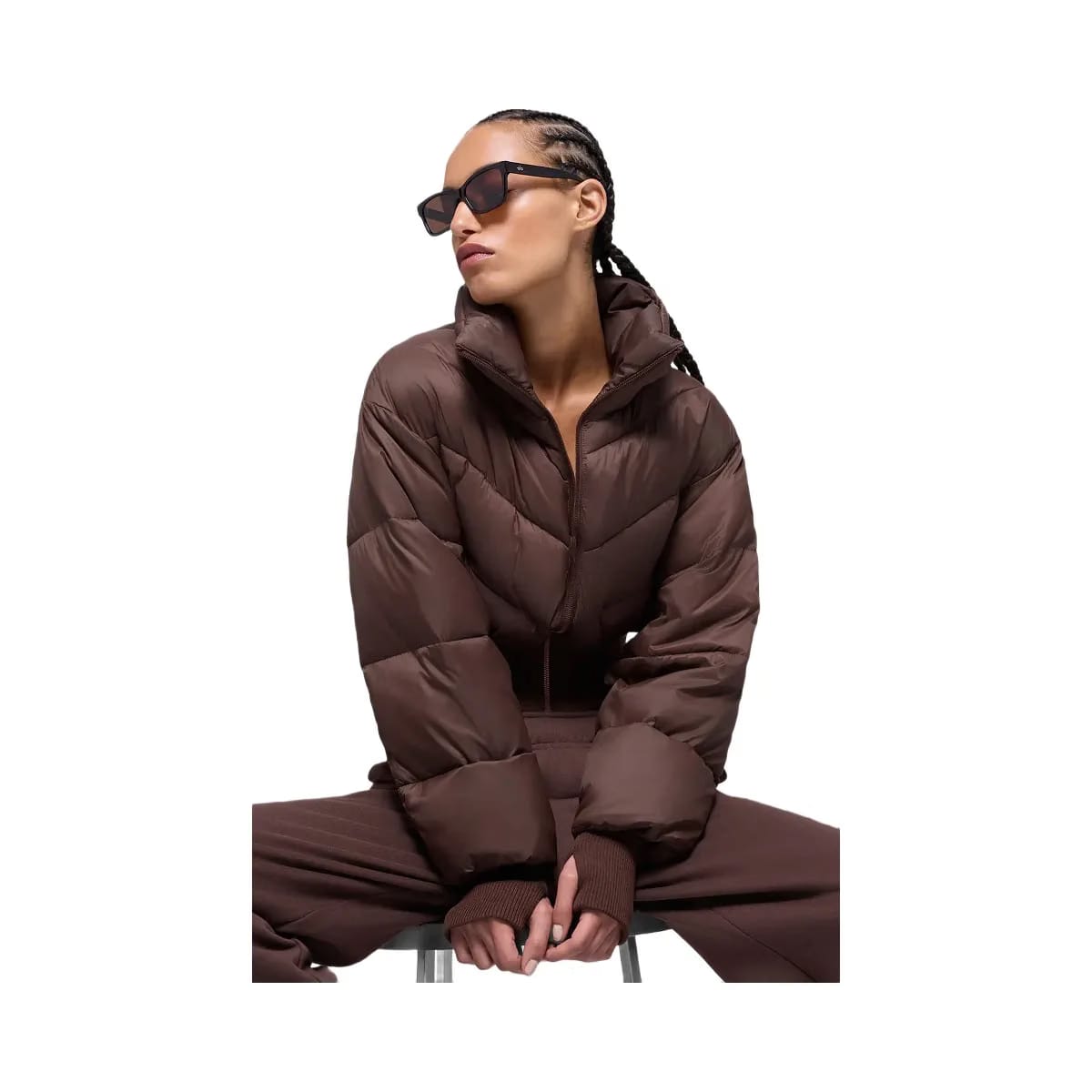 Alo Women's Cropped Atmosphere Puffer - Brownstone
