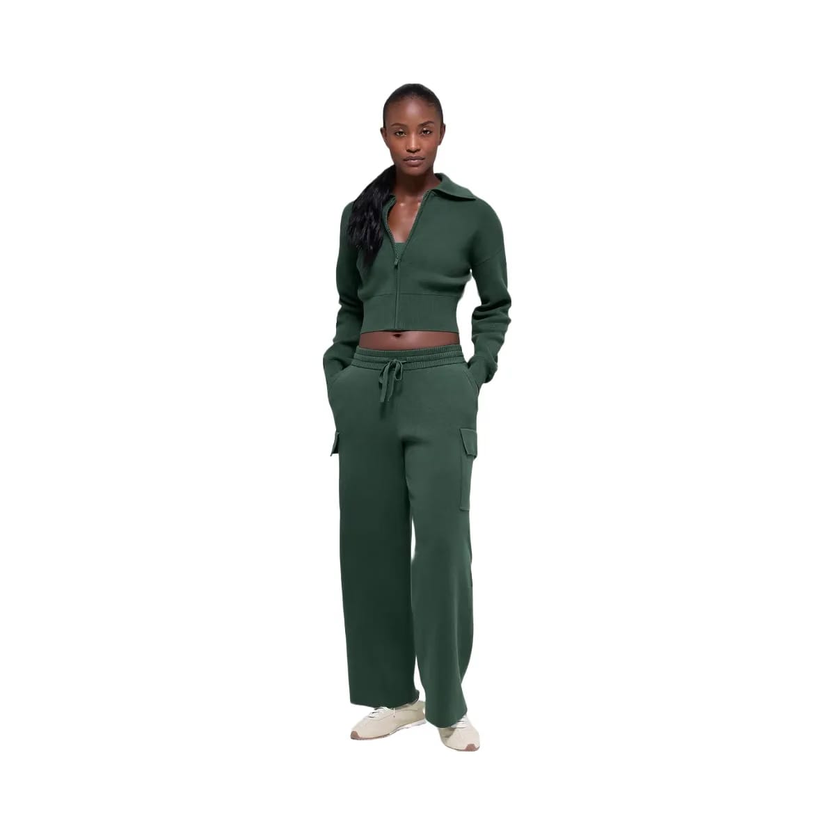 Alo Women's Scholar Knit Cropped Full Zip Jacket - Clover Green