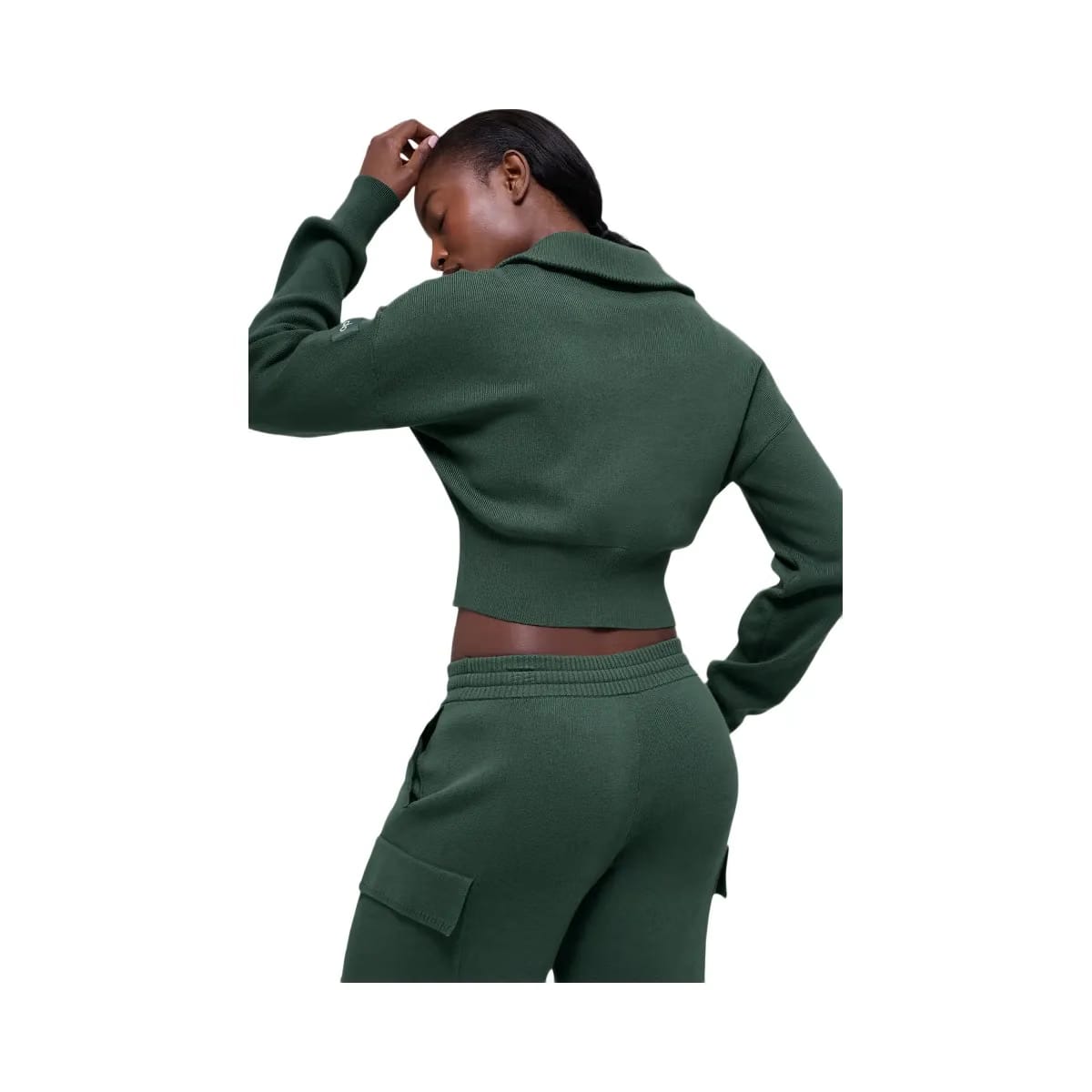 Alo Women's Scholar Knit Cropped Full Zip Jacket - Clover Green