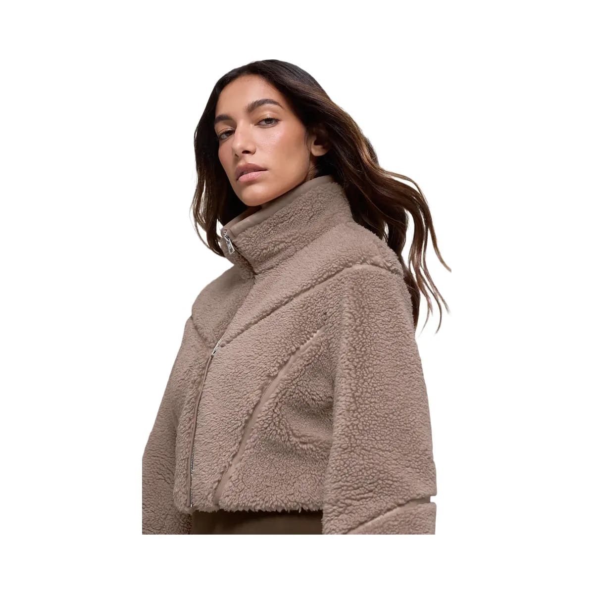 Alo Women's Sherpa Cropped Slope Side Jacket - Chai Latte