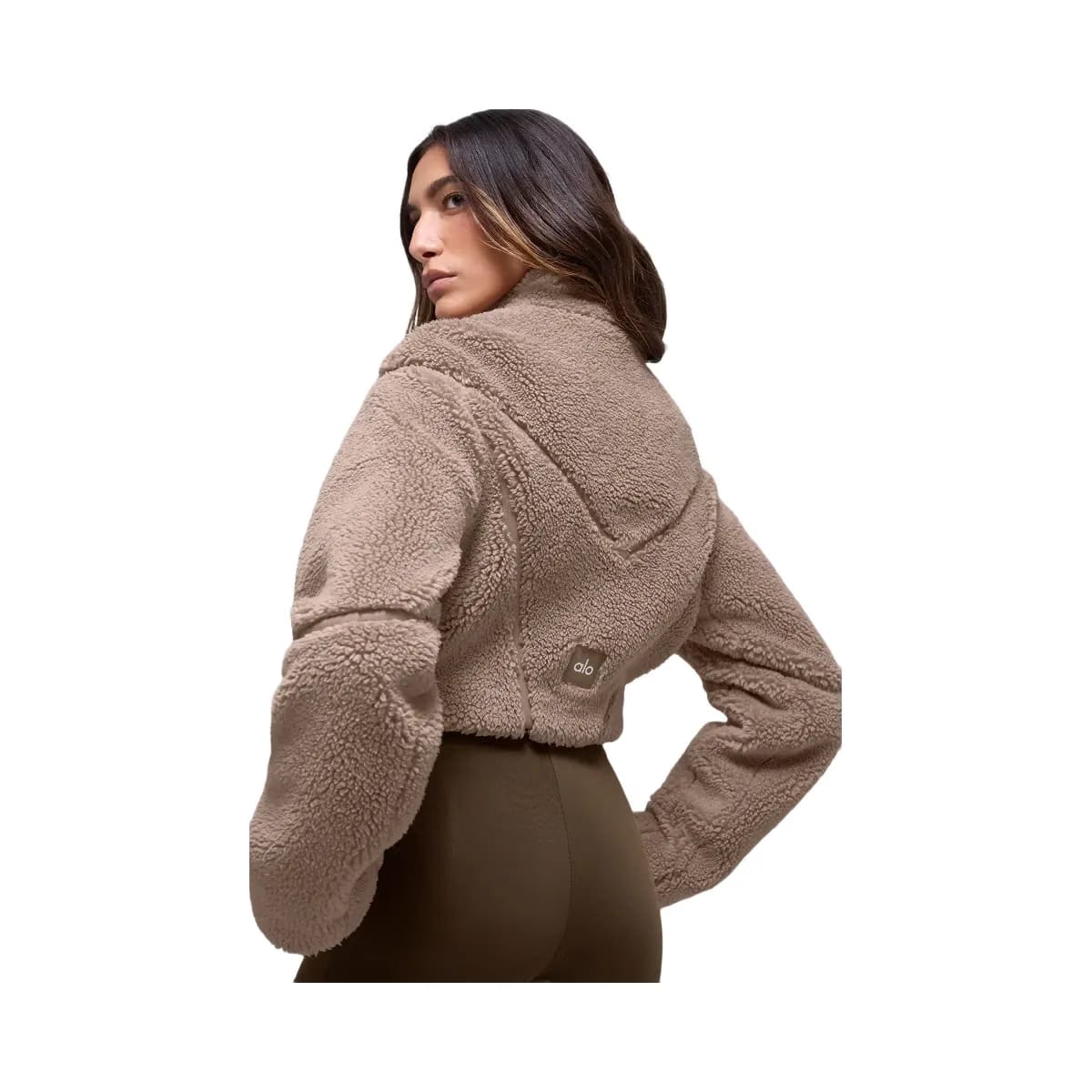 Alo Women's Sherpa Cropped Slope Side Jacket - Chai Latte