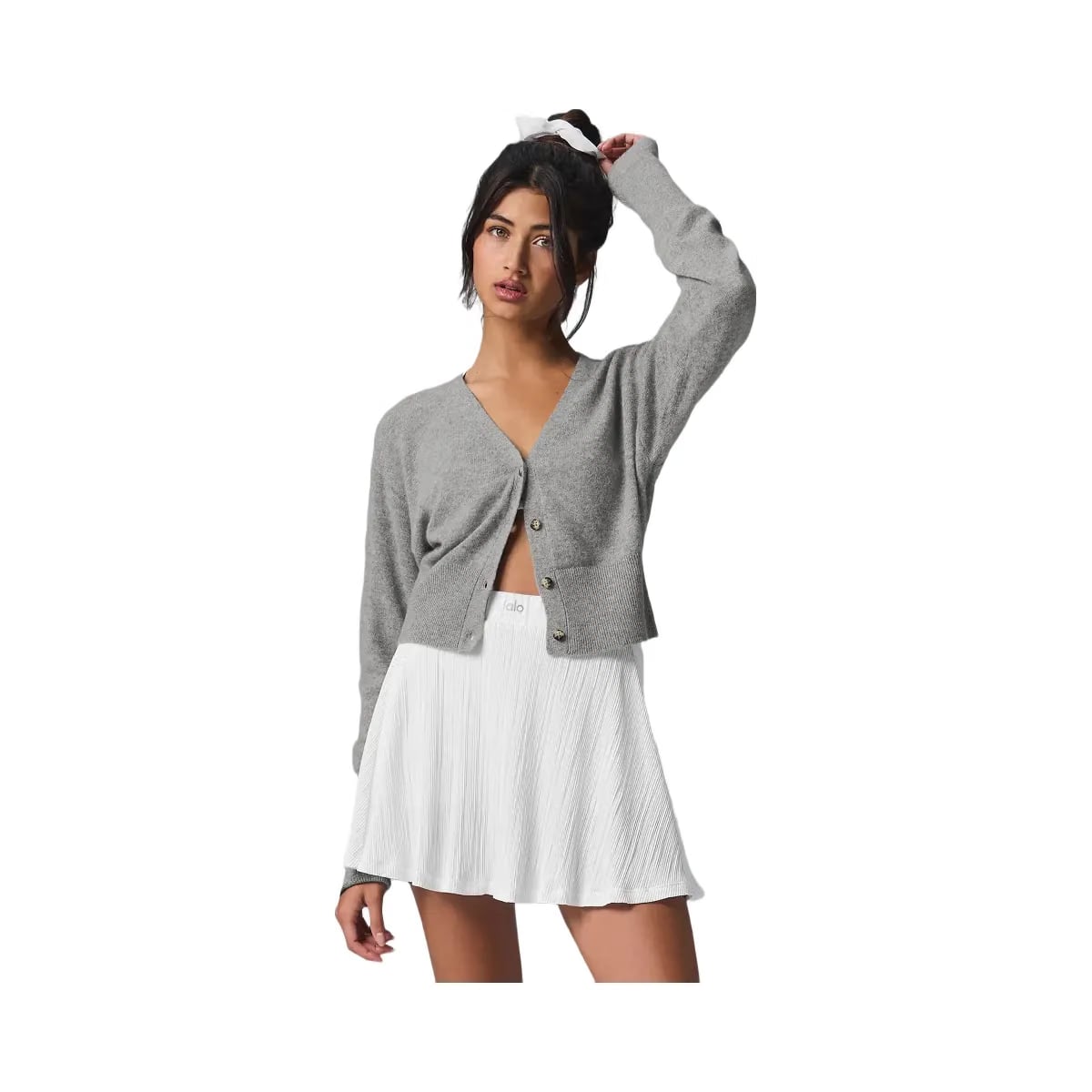 Alo Women's Cashmere Jet Set Cardigan - Dove Grey Heather