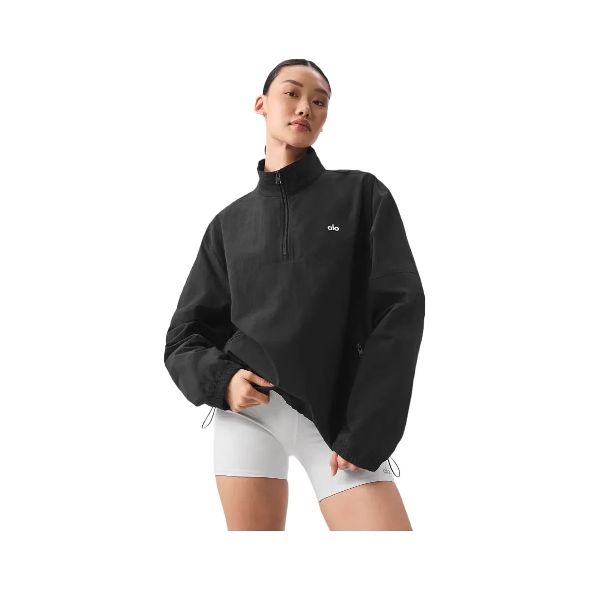 Alo Women's Light Weight Takeaway Track Pullover - Black