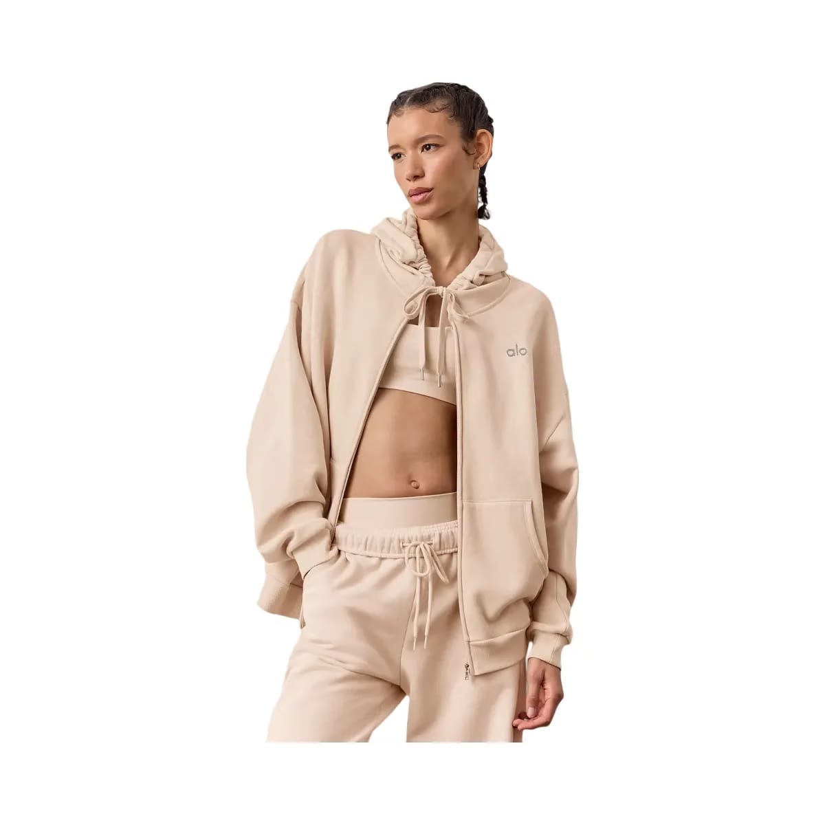 Alo Women's Accolade Full Zip Hoodie - Macadamia