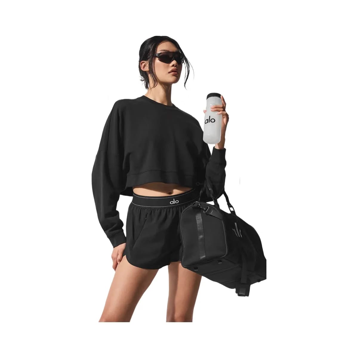 Alo Women's Cropped Sway Crew Neck Pullover - Black