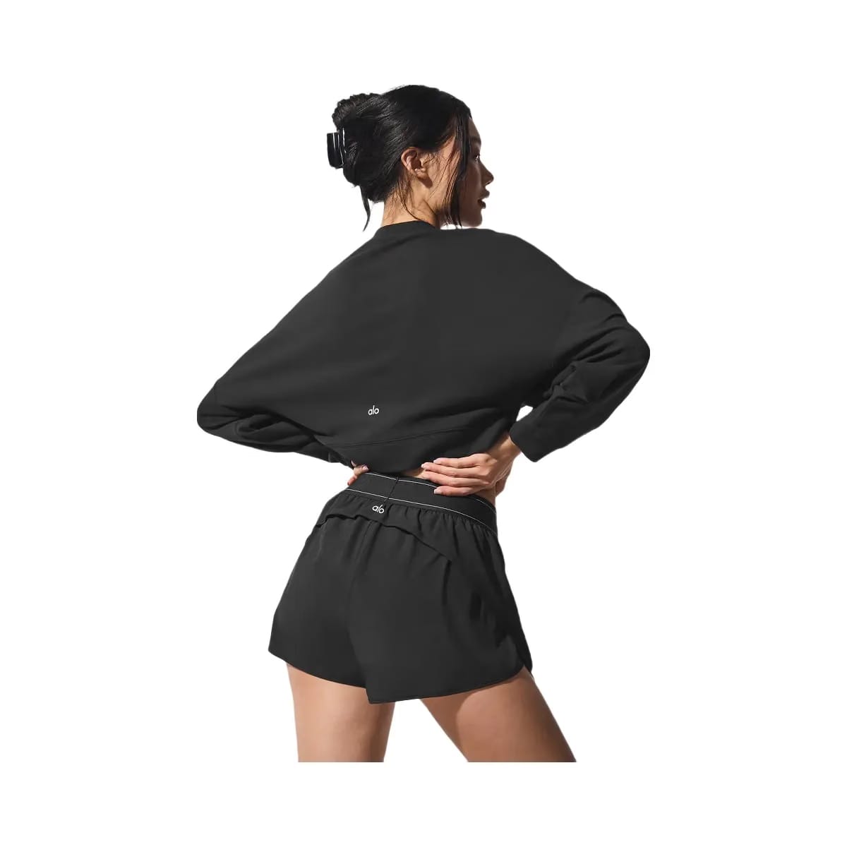 Alo Women's Cropped Sway Crew Neck Pullover - Black