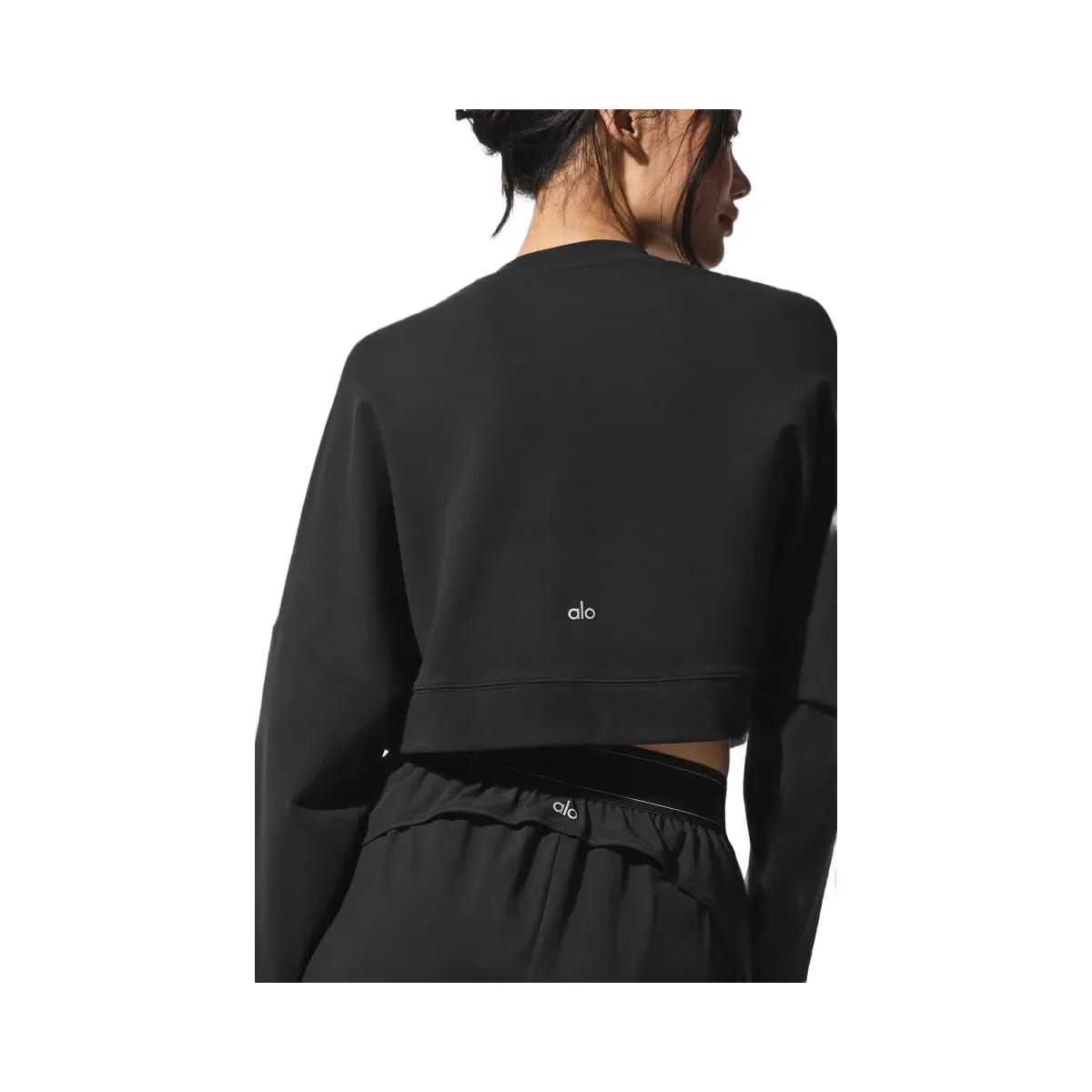 Alo Women's Cropped Sway Crew Neck Pullover - Black