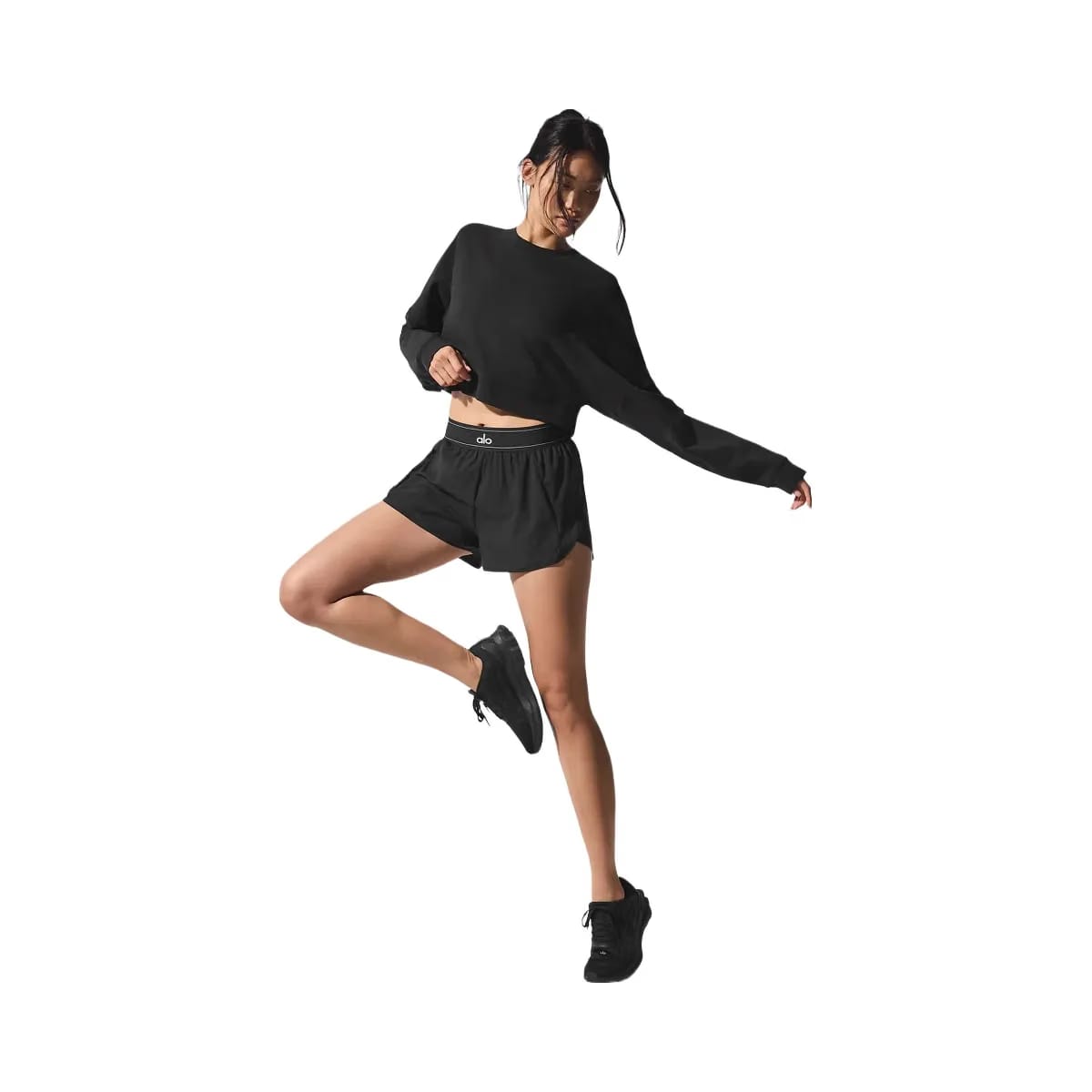 Alo Women's Cropped Sway Crew Neck Pullover - Black