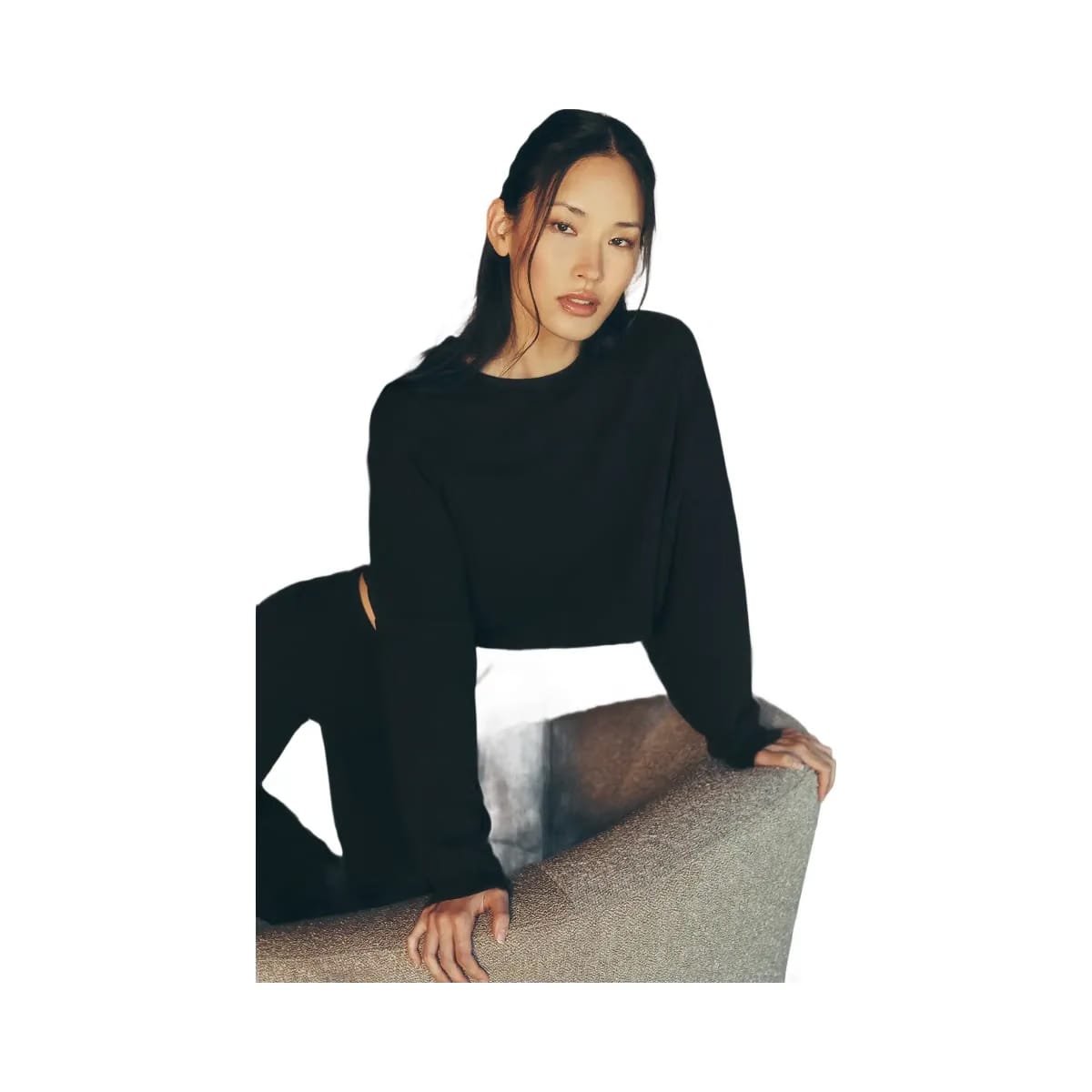 Alo Women's Cropped Sway Crew Neck Pullover - Black