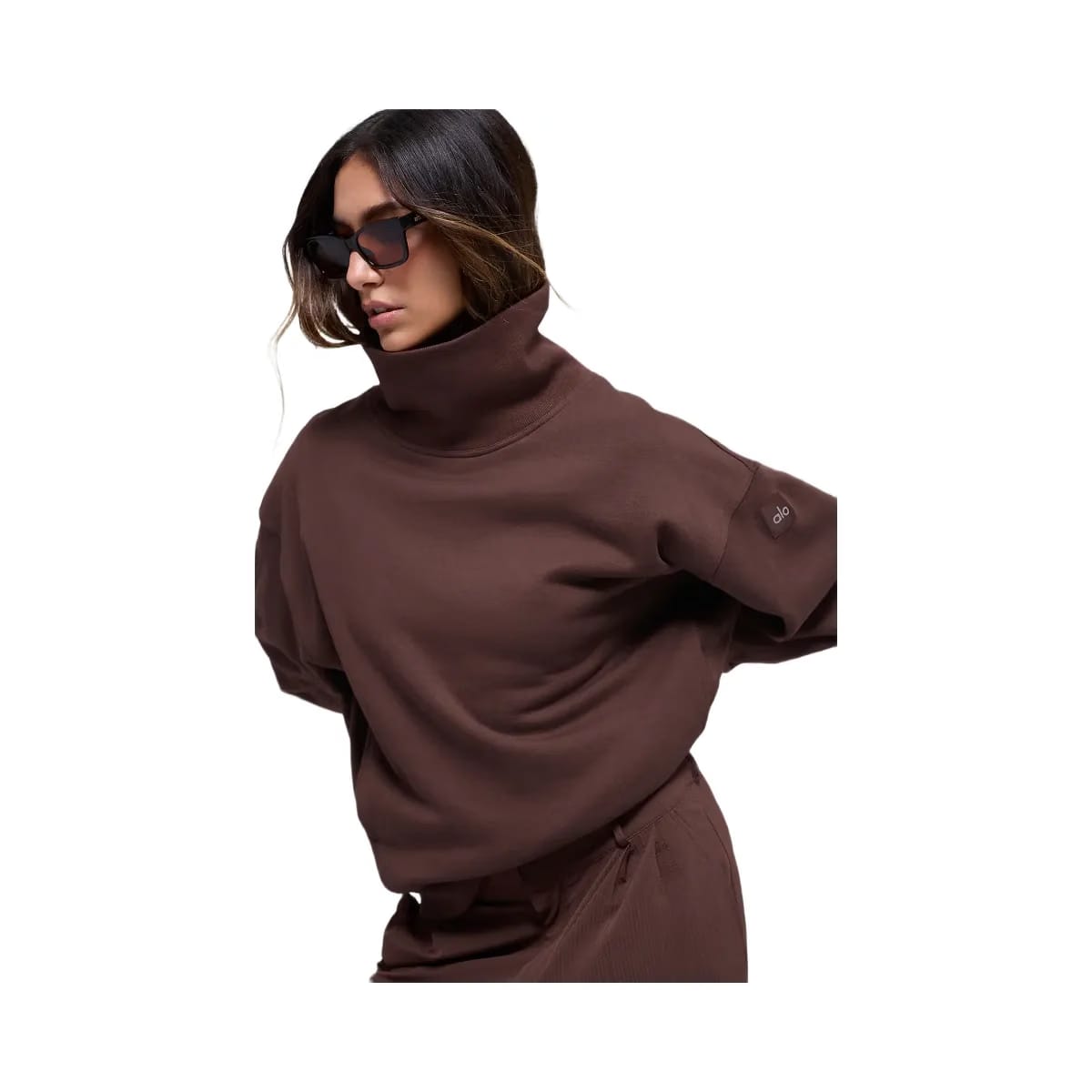 Alo Women's Hazy Mock Neck Pullover - Brownstone